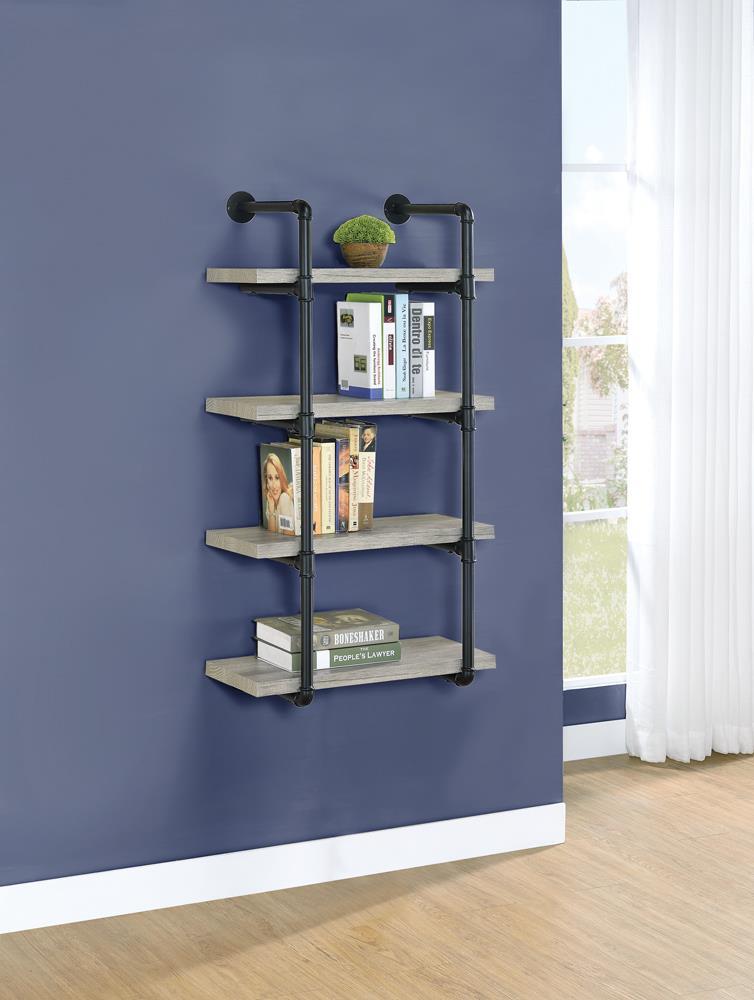 Elmcrest 24-inch Wall Shelf Black and Rustic Oak - Luxury Home Furniture (MI)