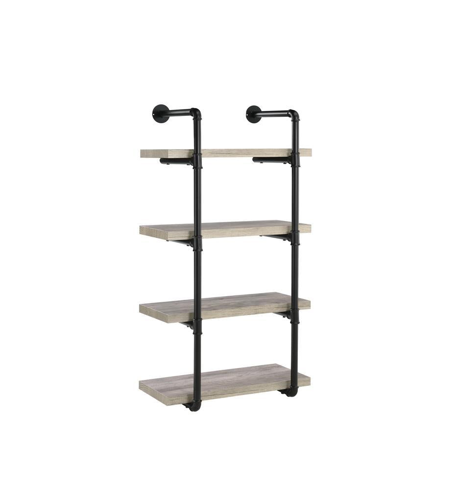 Elmcrest 24-inch Wall Shelf Black and Rustic Oak - Luxury Home Furniture (MI)