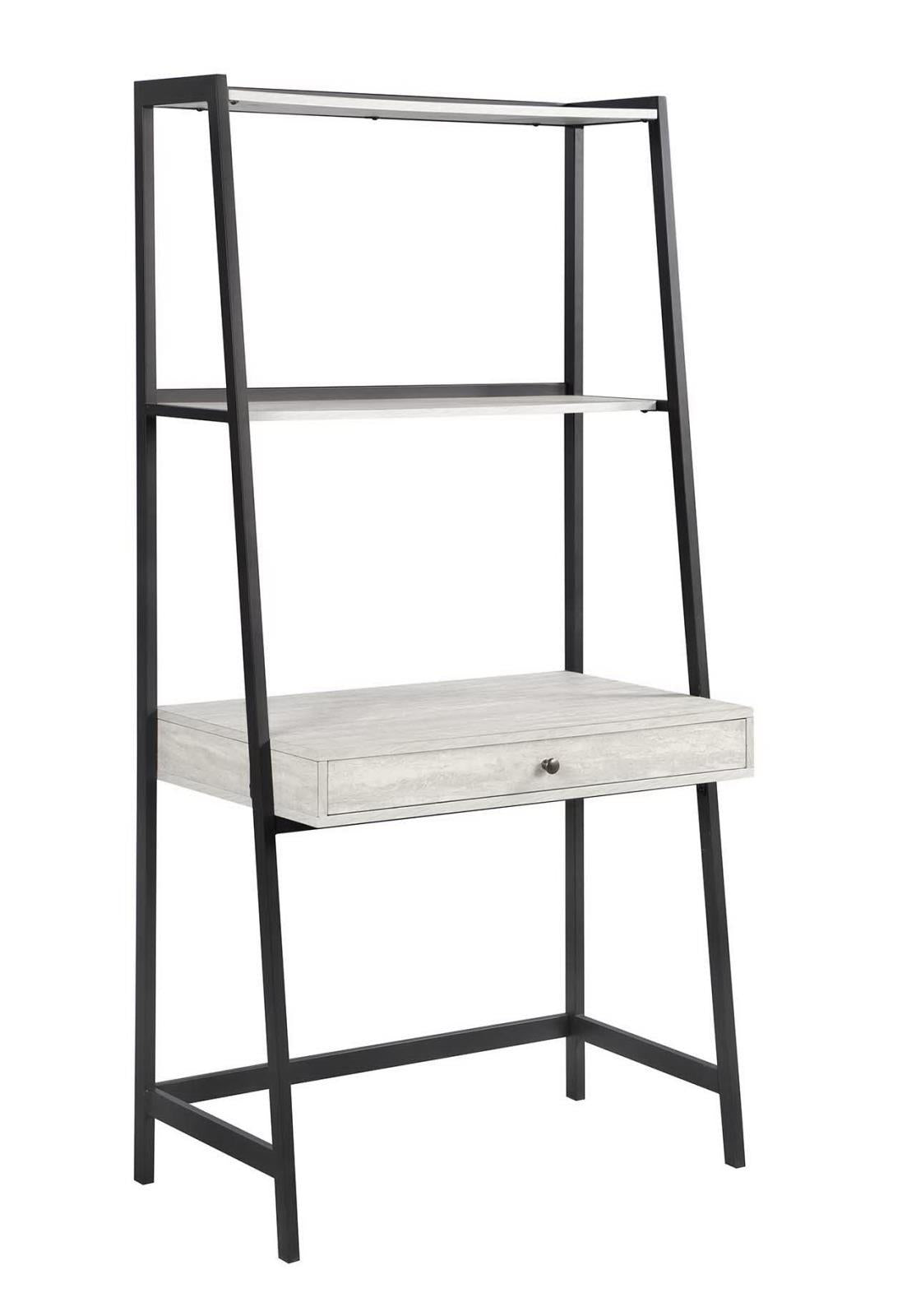 Pinckard 1-drawer Ladder Desk Grey Stone and Black - Luxury Home Furniture (MI)