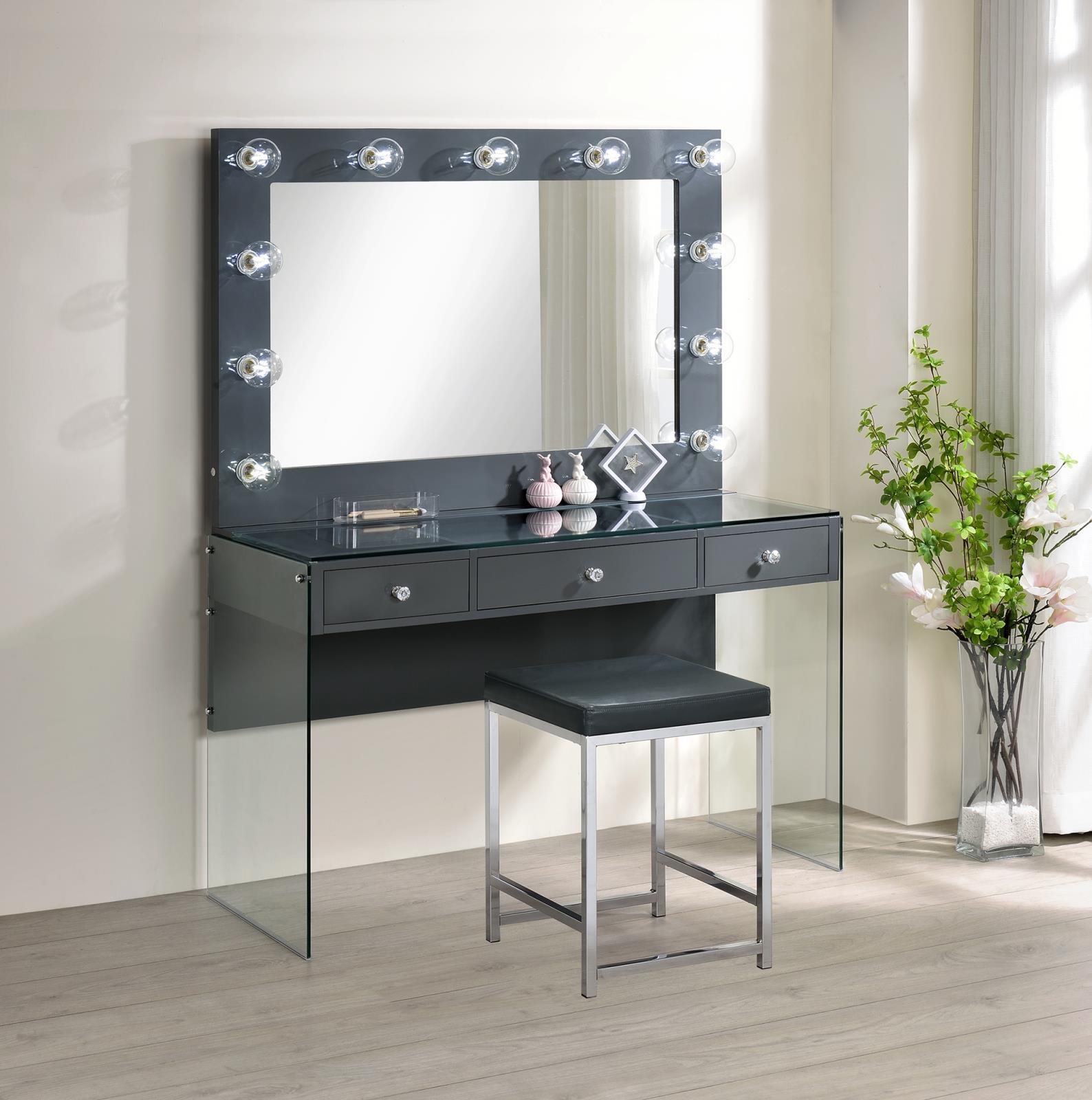 Afshan Upholstered Square Padded Cushion Vanity Stool - Luxury Home Furniture (MI)