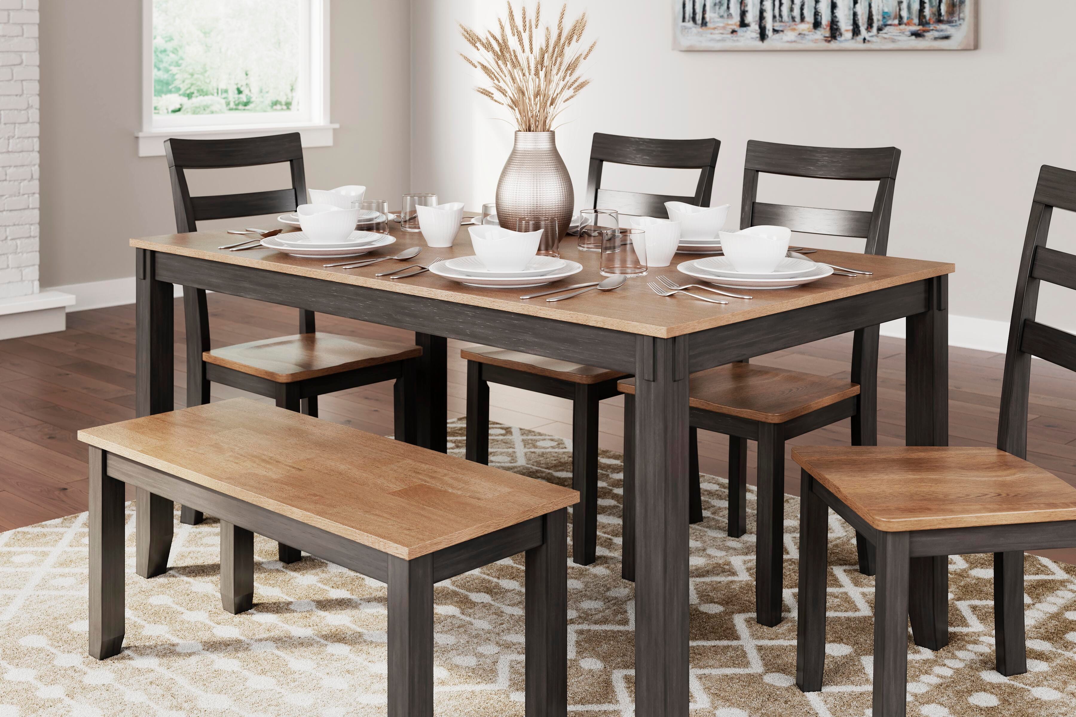 Gesthaven Dining Table with 4 Chairs and Bench (Set of 6) - Luxury Home Furniture (MI)