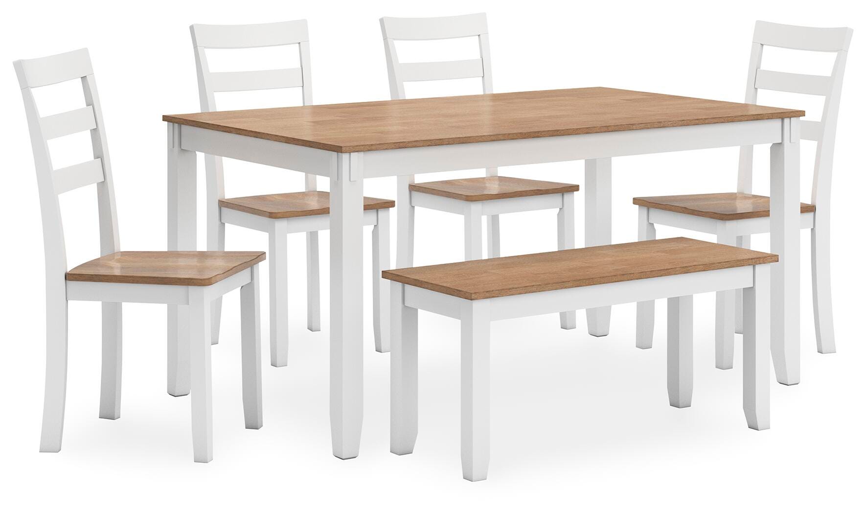 Gesthaven Dining Table with 4 Chairs and Bench (Set of 6) - Luxury Home Furniture (MI)