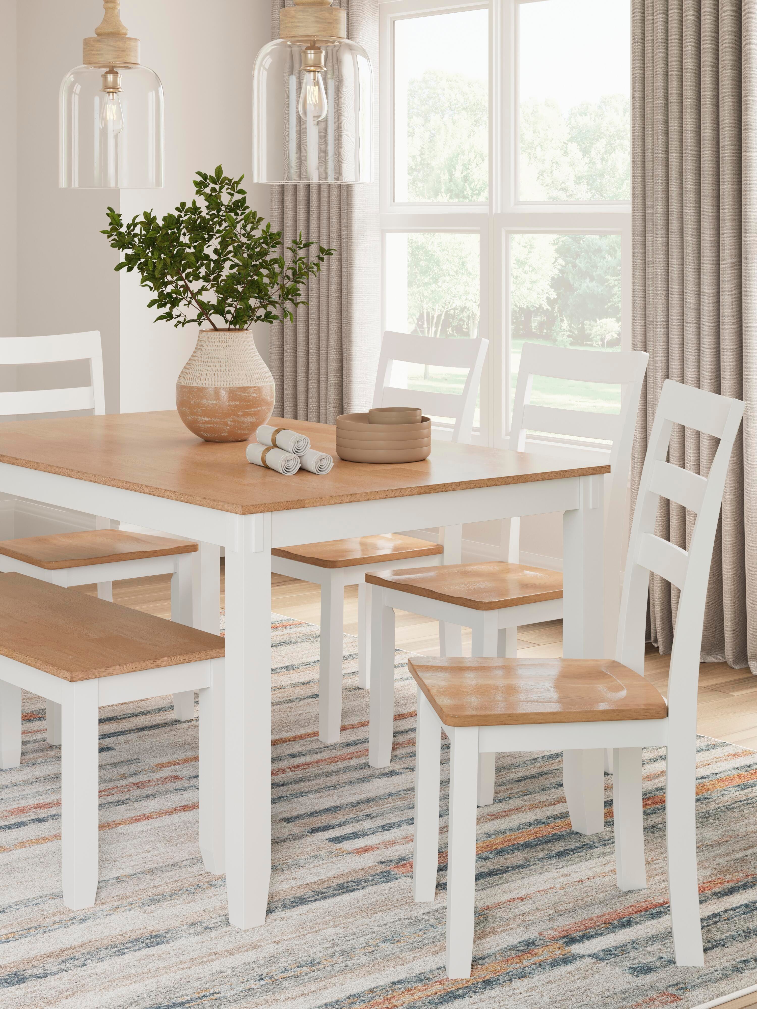 Gesthaven Dining Table with 4 Chairs and Bench (Set of 6) - Luxury Home Furniture (MI)