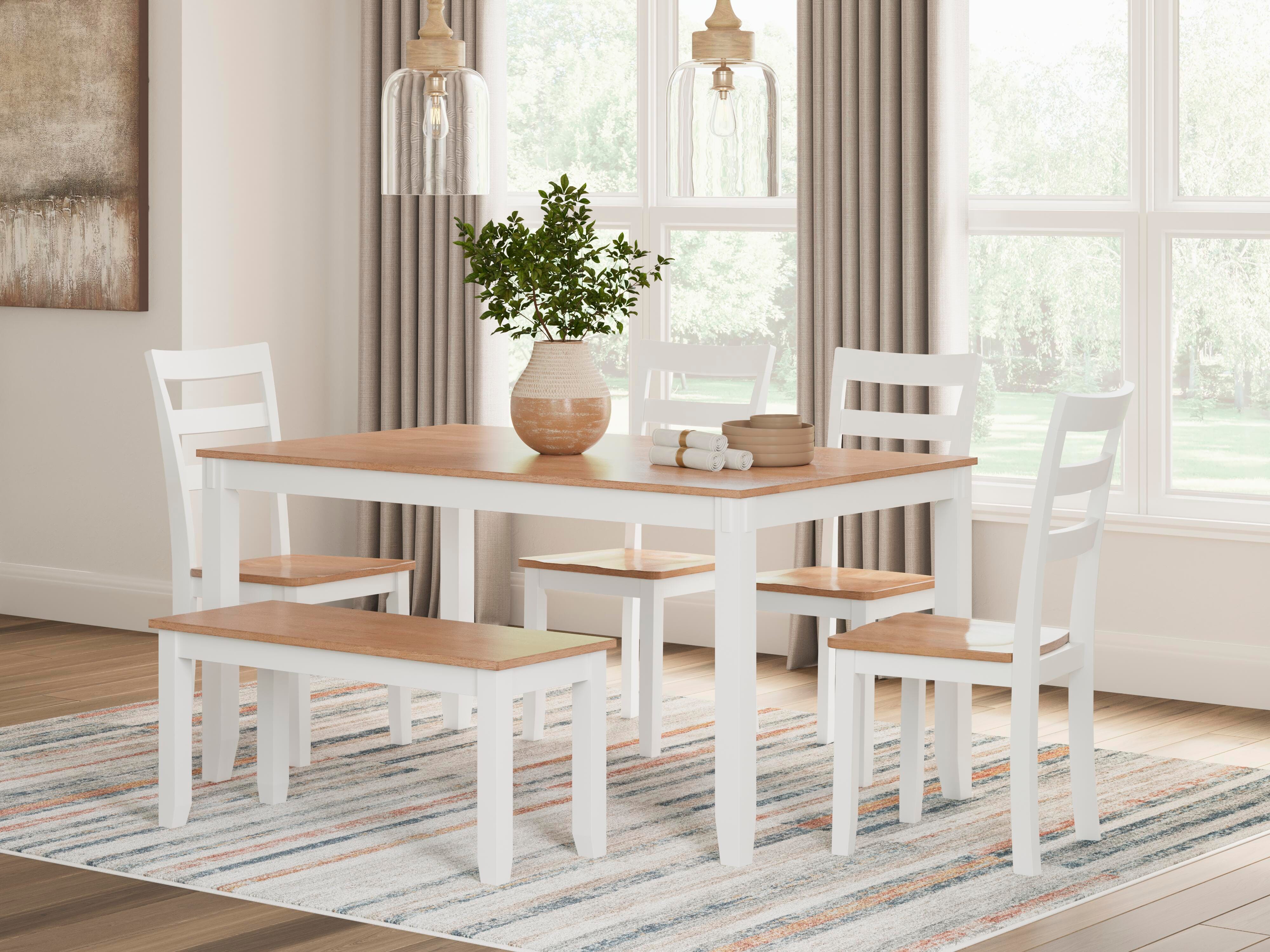 Gesthaven Dining Table with 4 Chairs and Bench (Set of 6) - Luxury Home Furniture (MI)