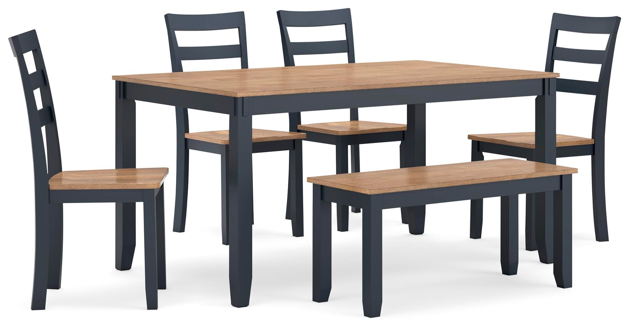 Gesthaven Dining Table with 4 Chairs and Bench (Set of 6) - Luxury Home Furniture (MI)