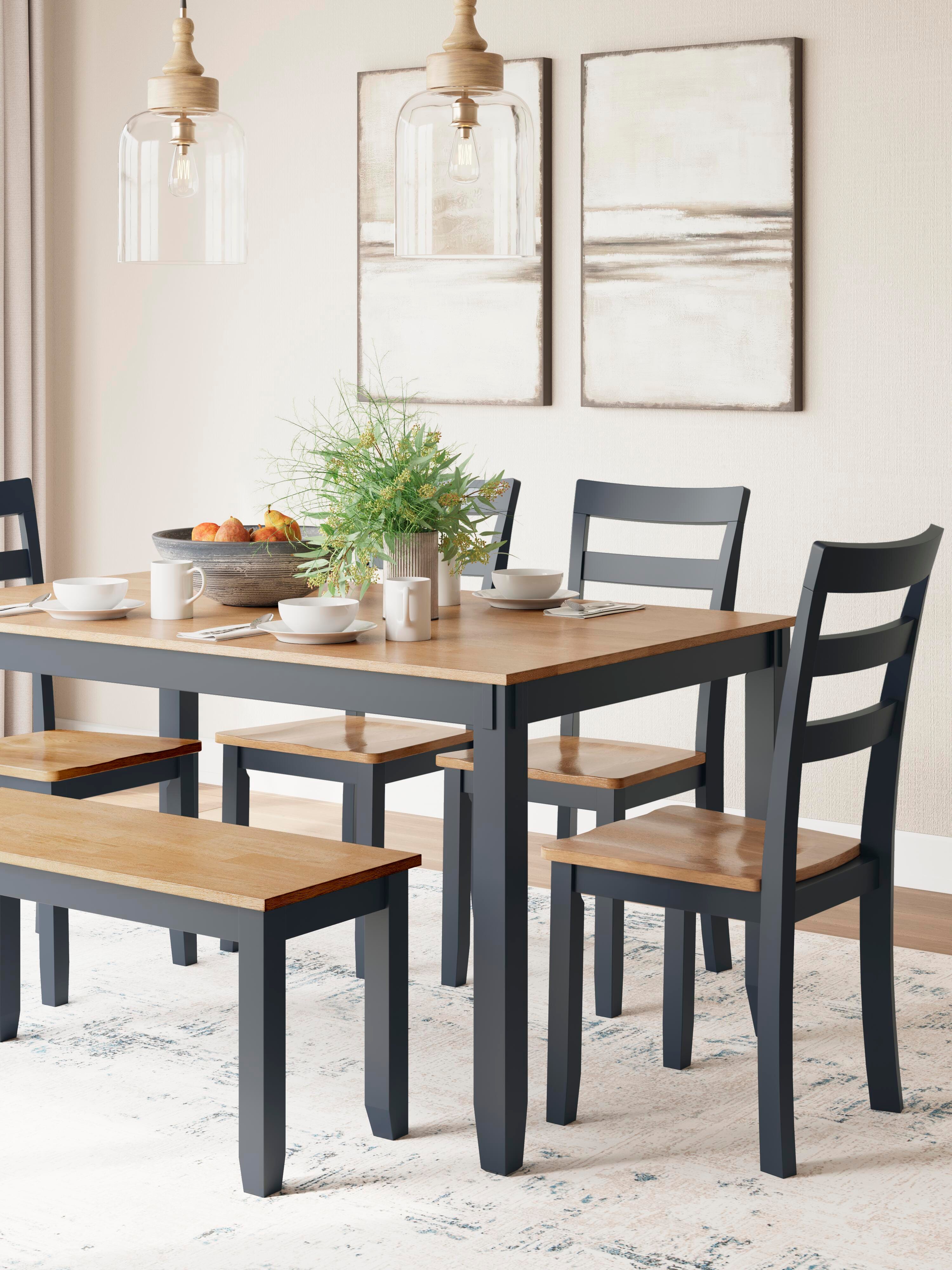 Gesthaven Dining Table with 4 Chairs and Bench (Set of 6) - Luxury Home Furniture (MI)