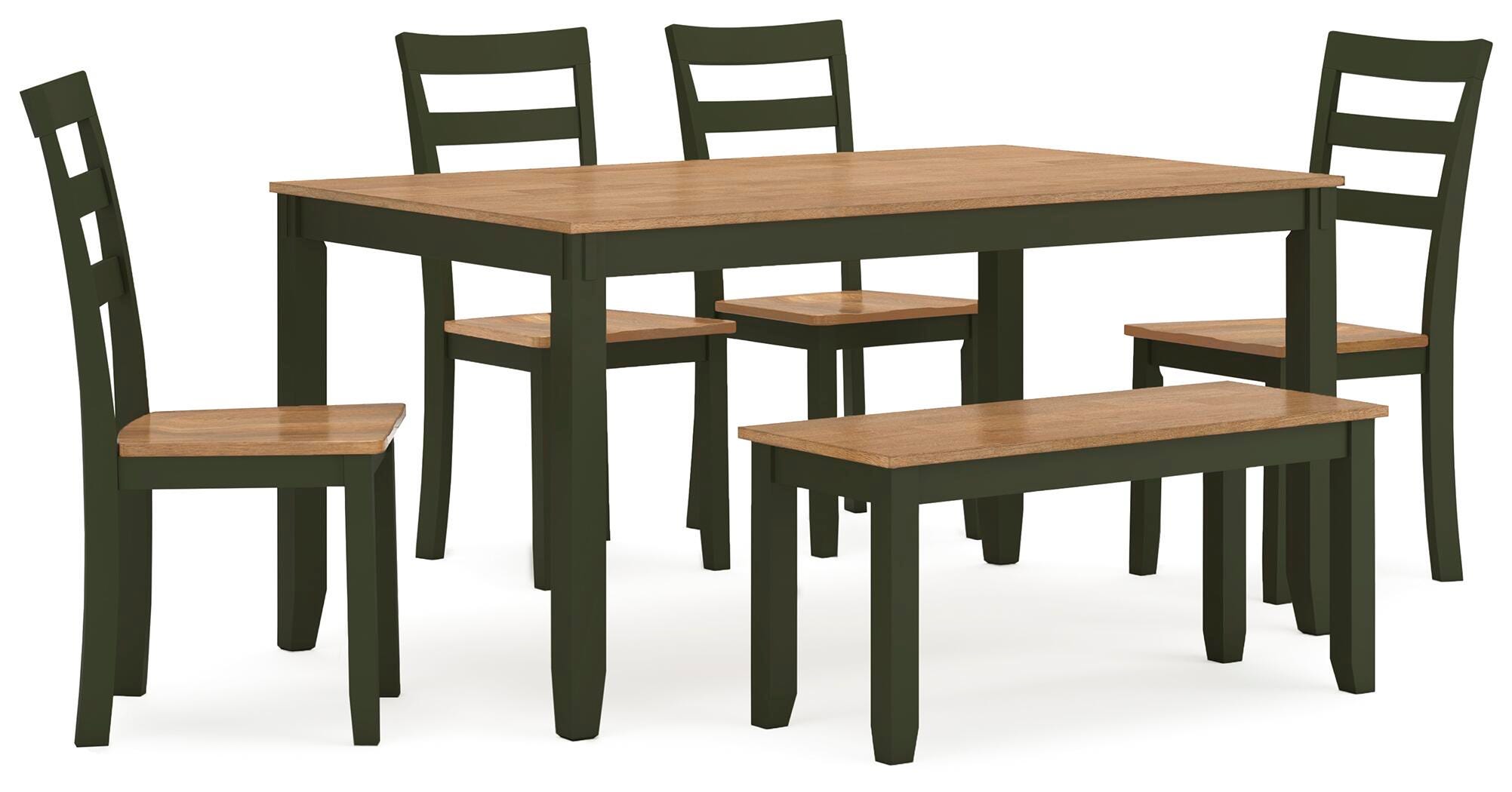 Gesthaven Dining Table with 4 Chairs and Bench (Set of 6) - Luxury Home Furniture (MI)