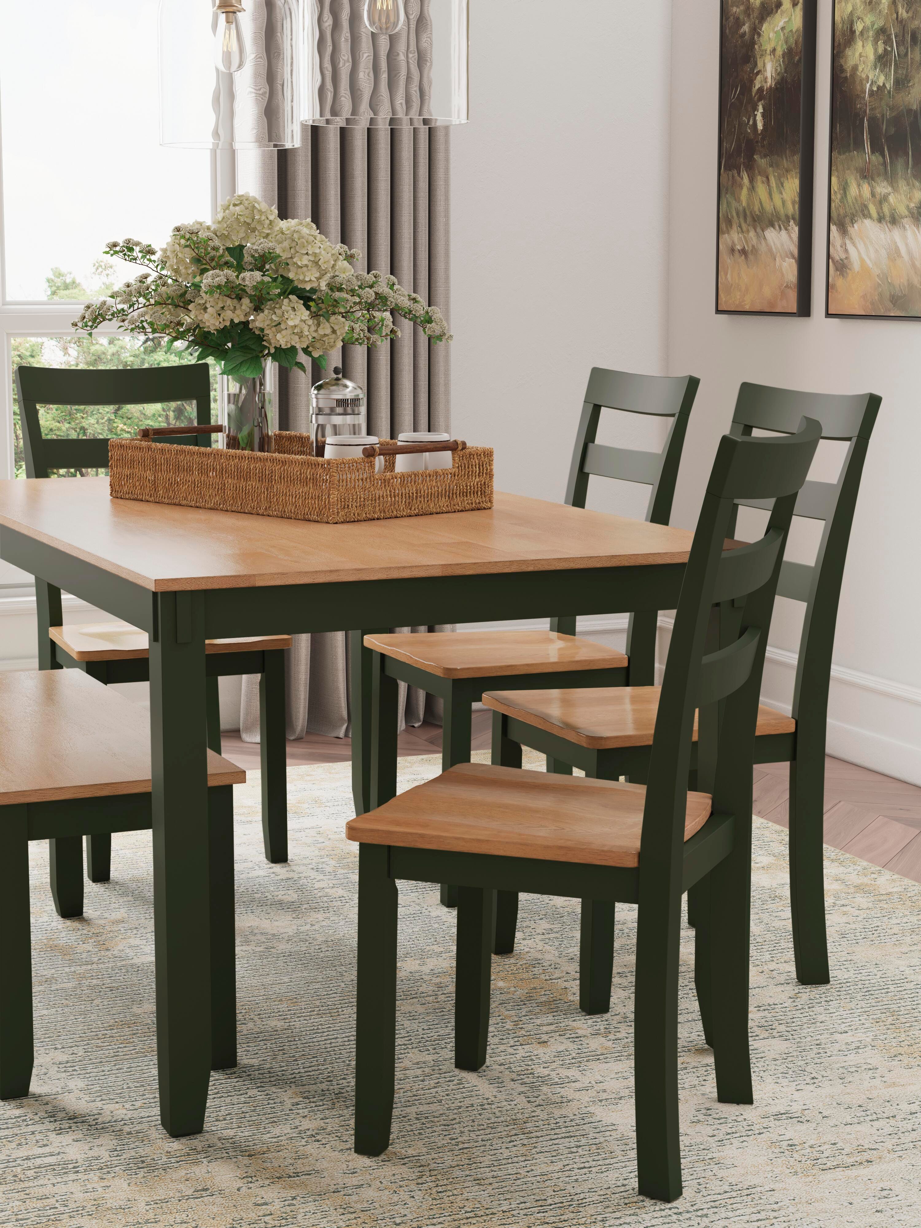Gesthaven Dining Table with 4 Chairs and Bench (Set of 6) - Luxury Home Furniture (MI)