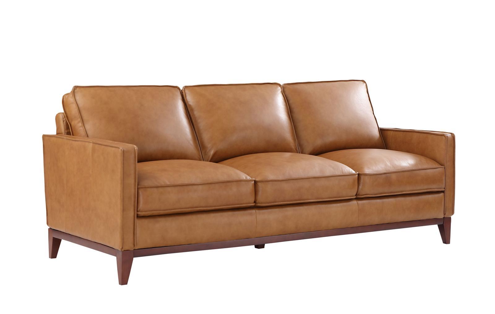 Leather Italia Georgetowne-Newport Sofa in Camel - Luxury Home Furniture (MI)