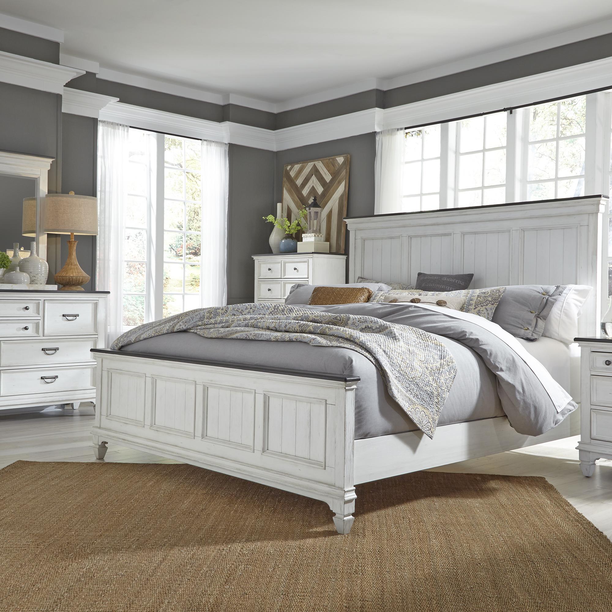 Allyson Park Queen Panel Bed, Dresser & Mirror, Chest