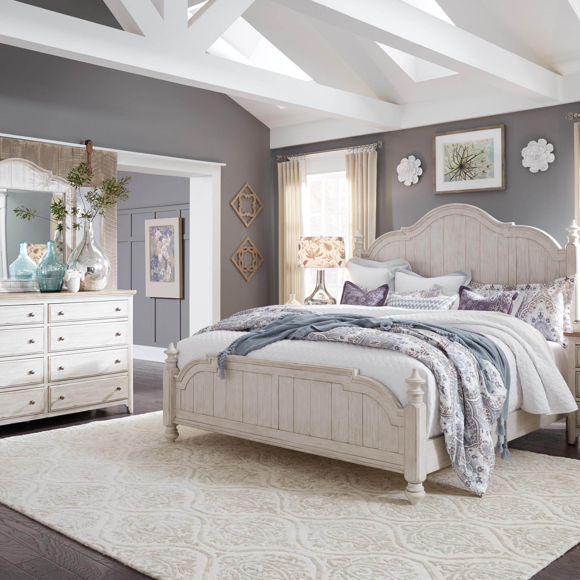 Farmhouse Reimagined Queen Poster Bed, Dresser & Mirror