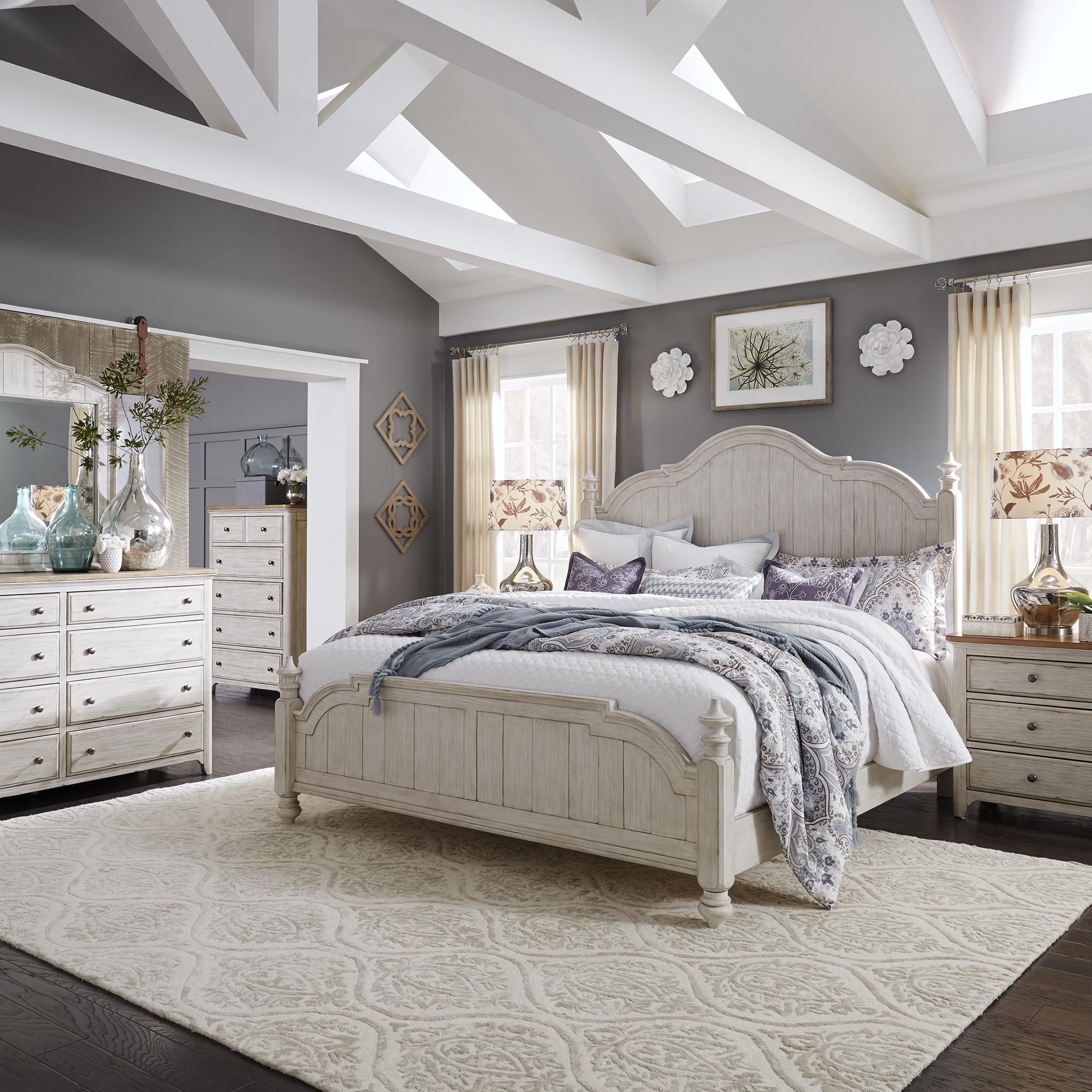 Farmhouse Reimagined Queen Poster Bed, Dresser & Mirror, Chest, Nightstand