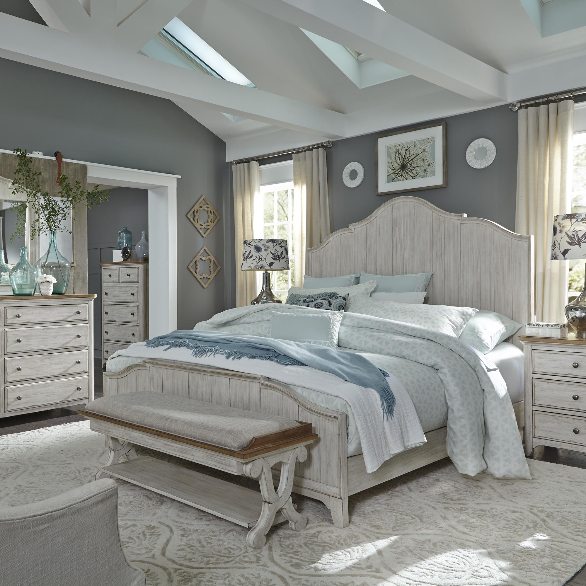 Farmhouse Reimagined Queen Panel Bed, Dresser & Mirror, Chest, Nightstand