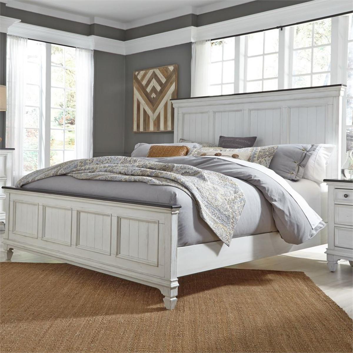 Liberty Furniture Allyson Park King Panel Bed in Wirebrushed White