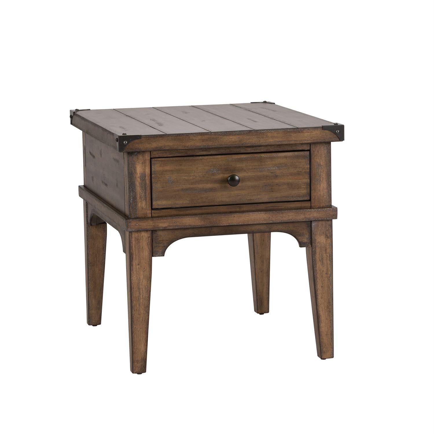 Liberty Aspen Skies End Table in Weathered Brown