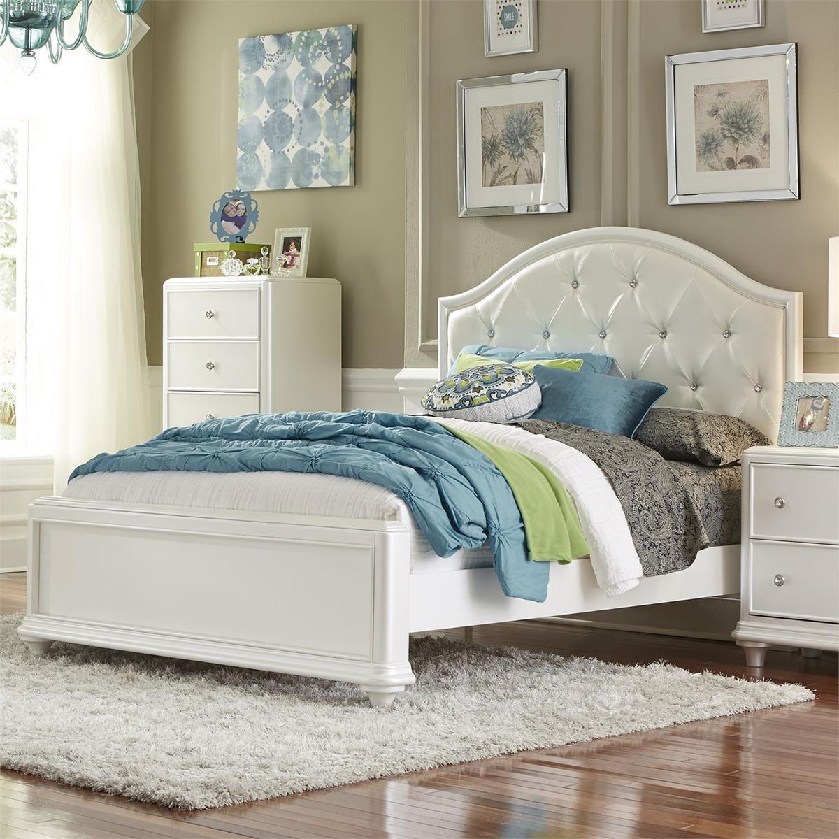 Liberty Furniture Stardust Twin Panel Bed in Iridescent White