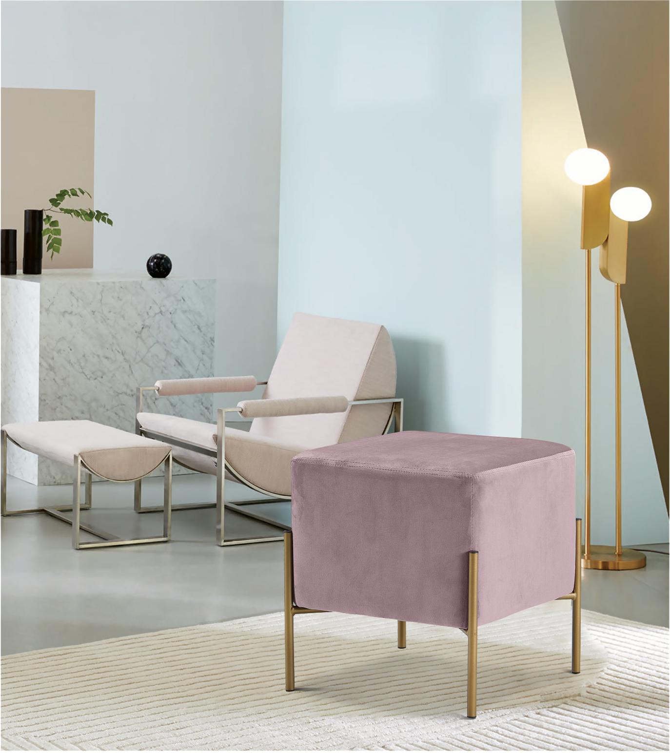 Isla Pink Velvet Ottoman/Stool - Luxury Home Furniture (MI)
