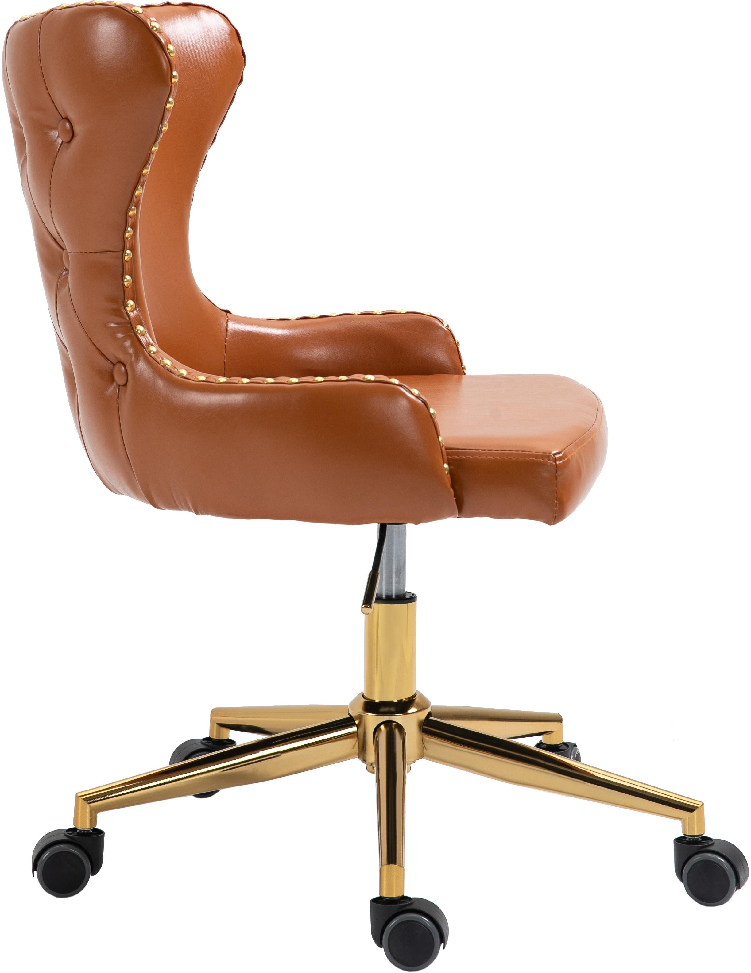 Hendrix Cognac Faux Leather Office Chair - Luxury Home Furniture (MI)