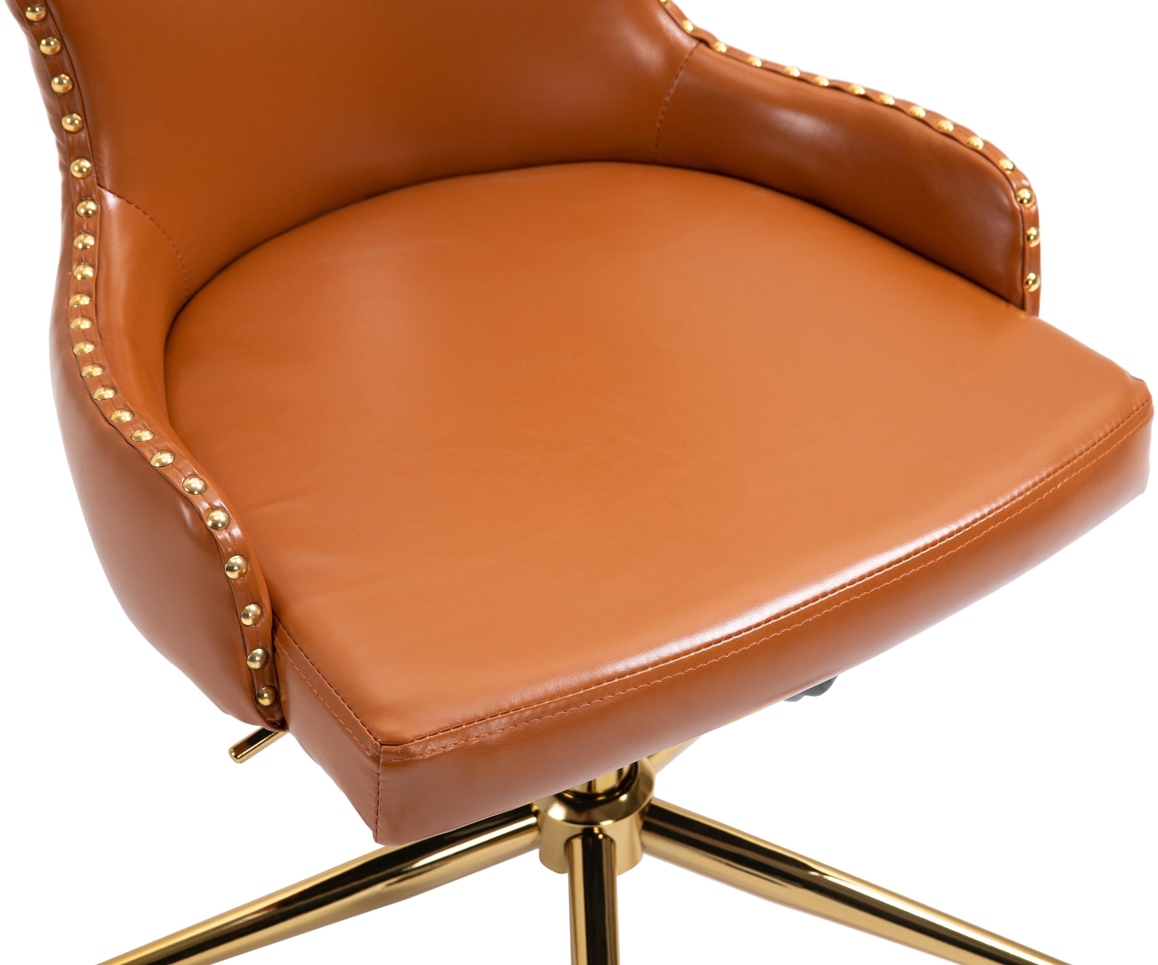 Hendrix Cognac Faux Leather Office Chair - Luxury Home Furniture (MI)