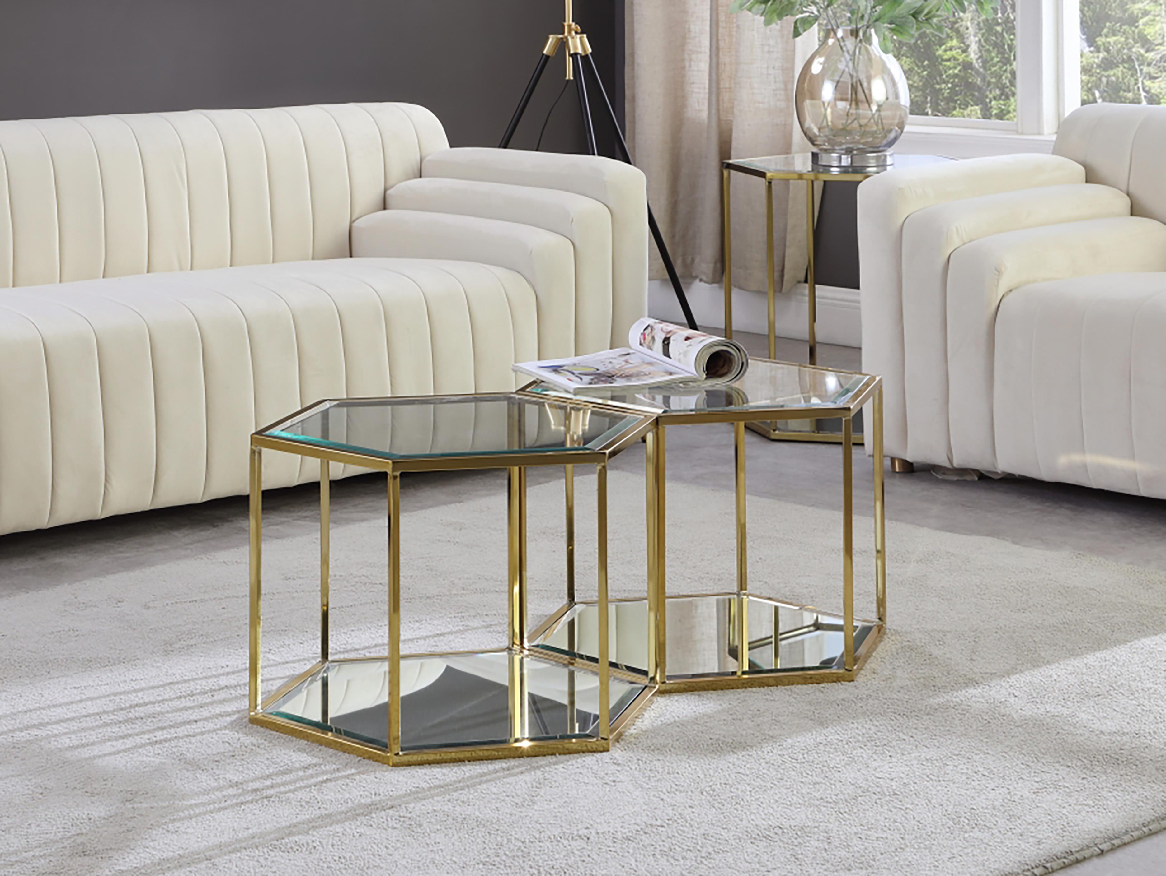 Sei Brushed Gold Coffee Table - Luxury Home Furniture (MI)