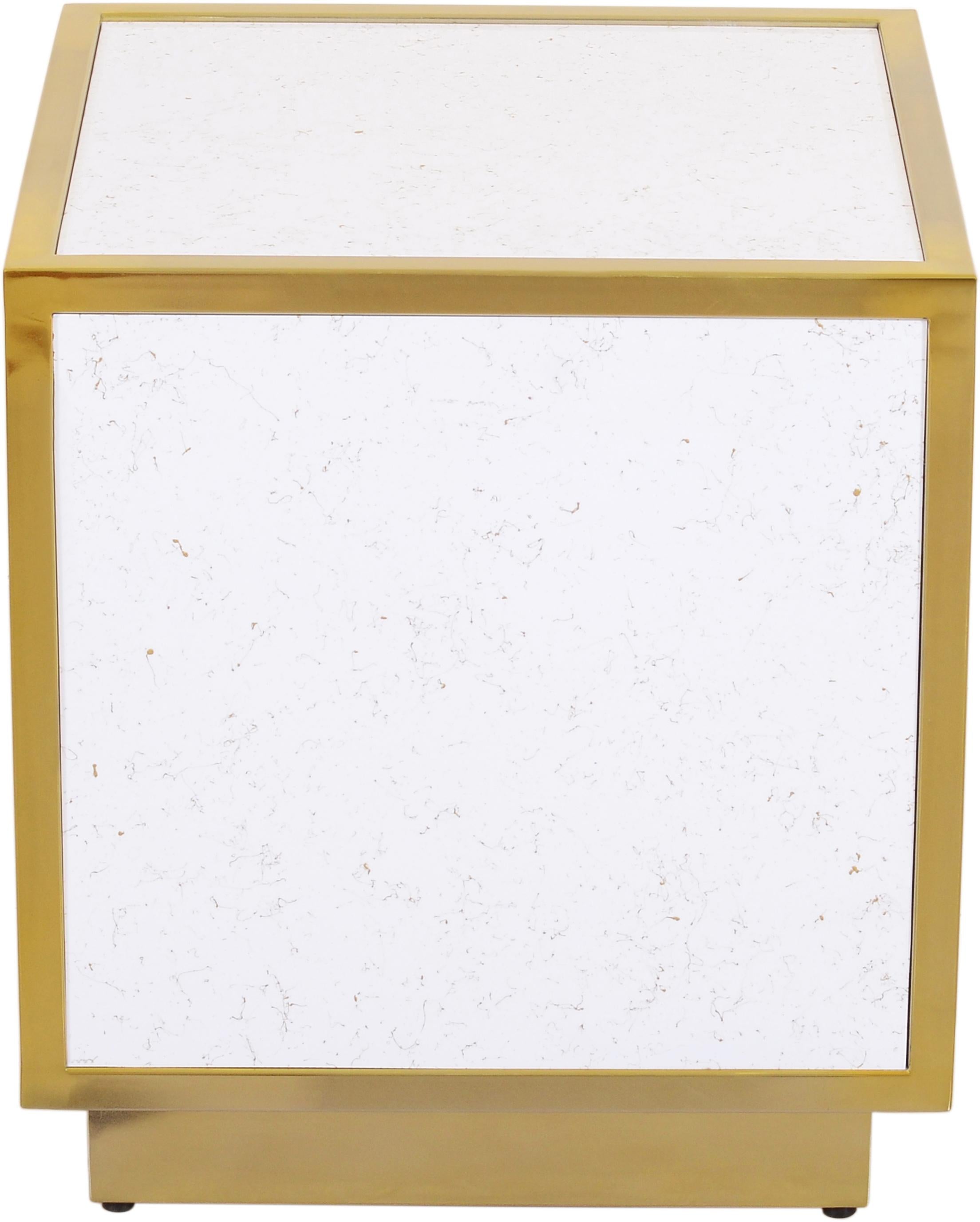 Glitz White Faux Marble End Table - Luxury Home Furniture (MI)