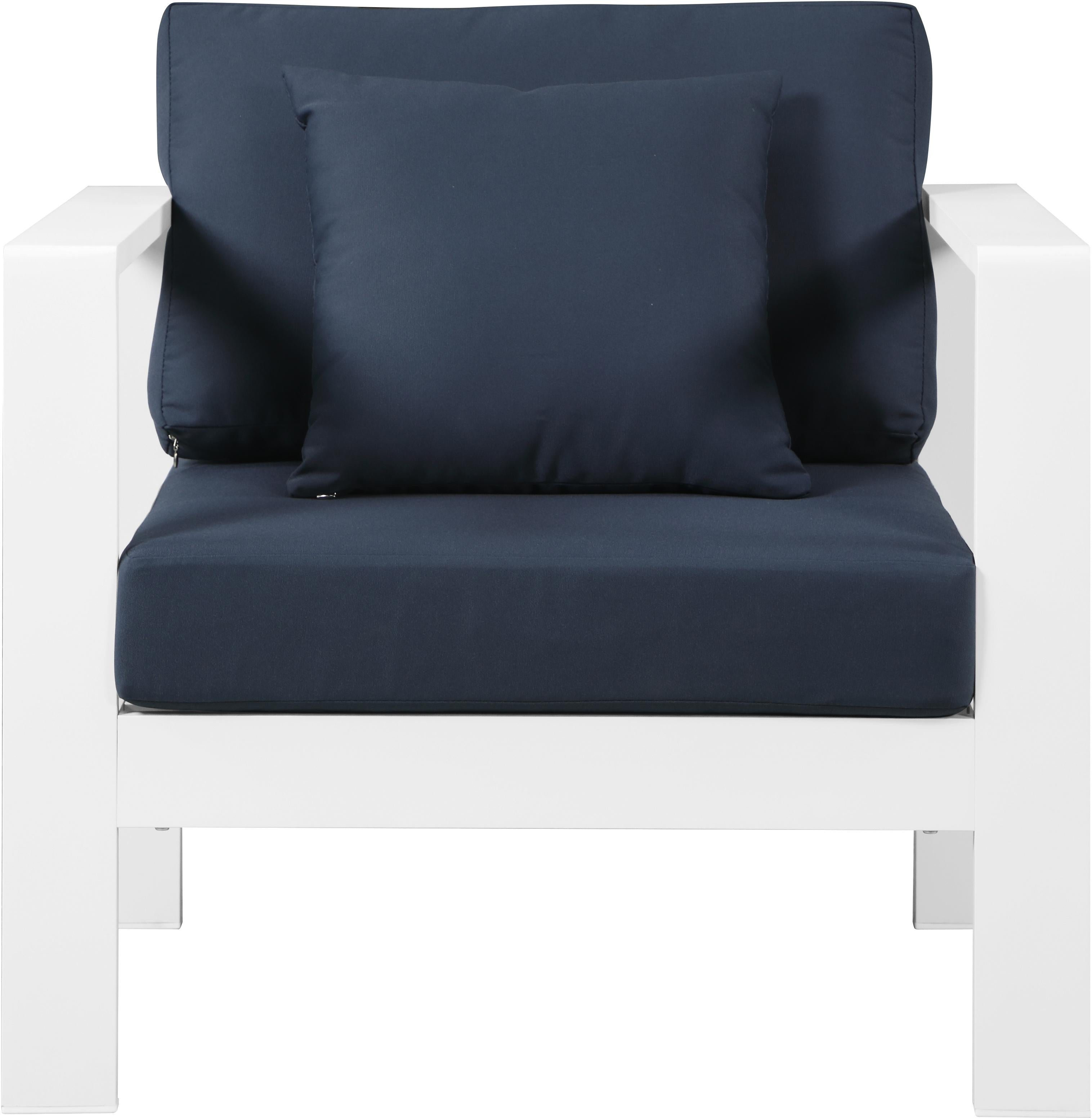 Nizuc Navy Waterproof Fabric Outdoor Patio Aluminum Arm Chair
