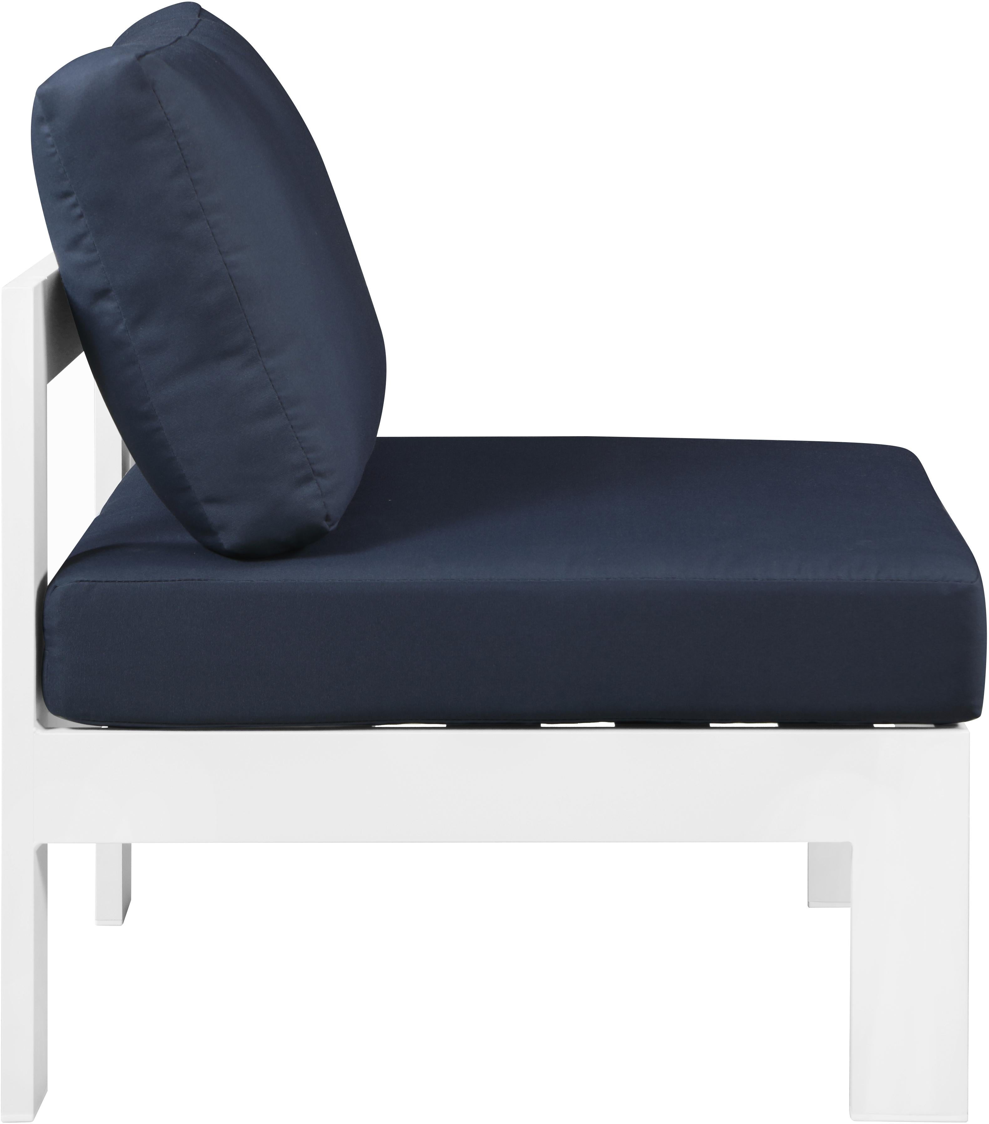 Nizuc Navy Waterproof Fabric Outdoor Patio Aluminum Armless Chair - Luxury Home Furniture (MI)