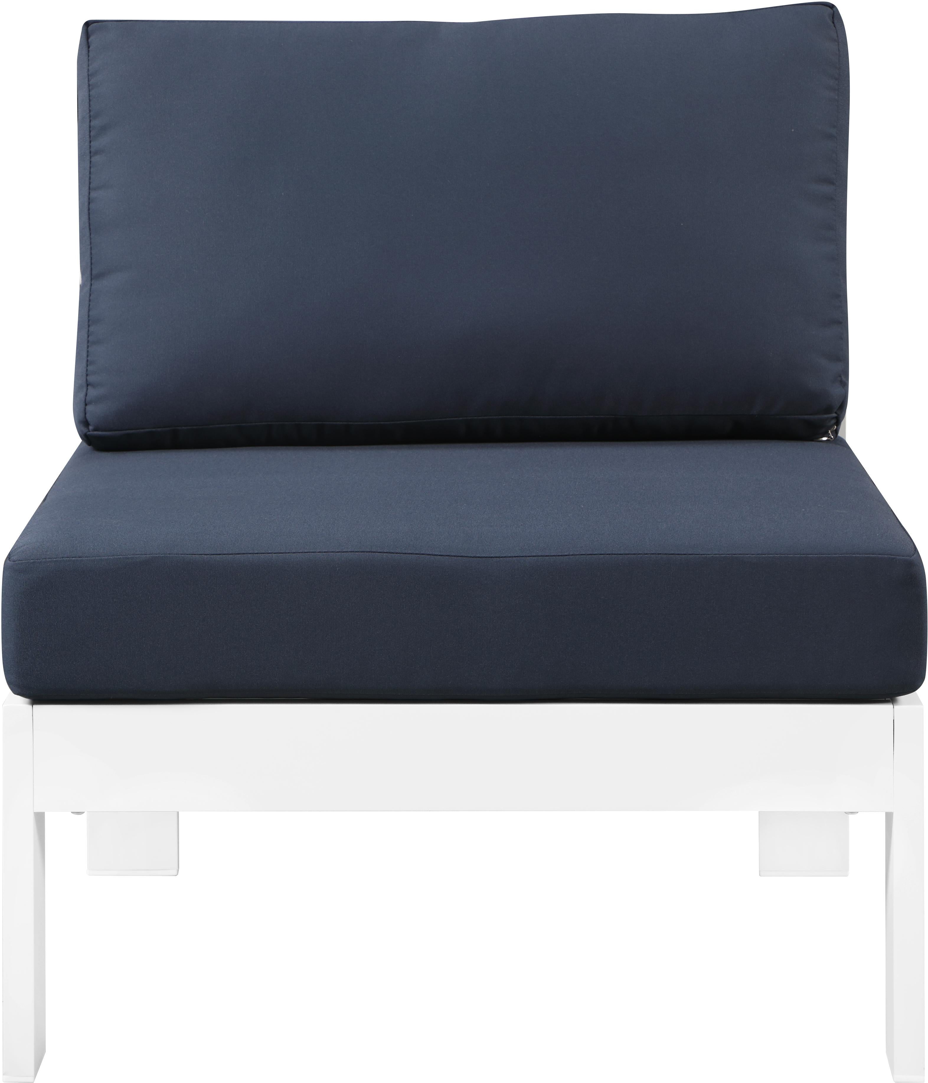 Nizuc Navy Waterproof Fabric Outdoor Patio Aluminum Armless Chair - Luxury Home Furniture (MI)