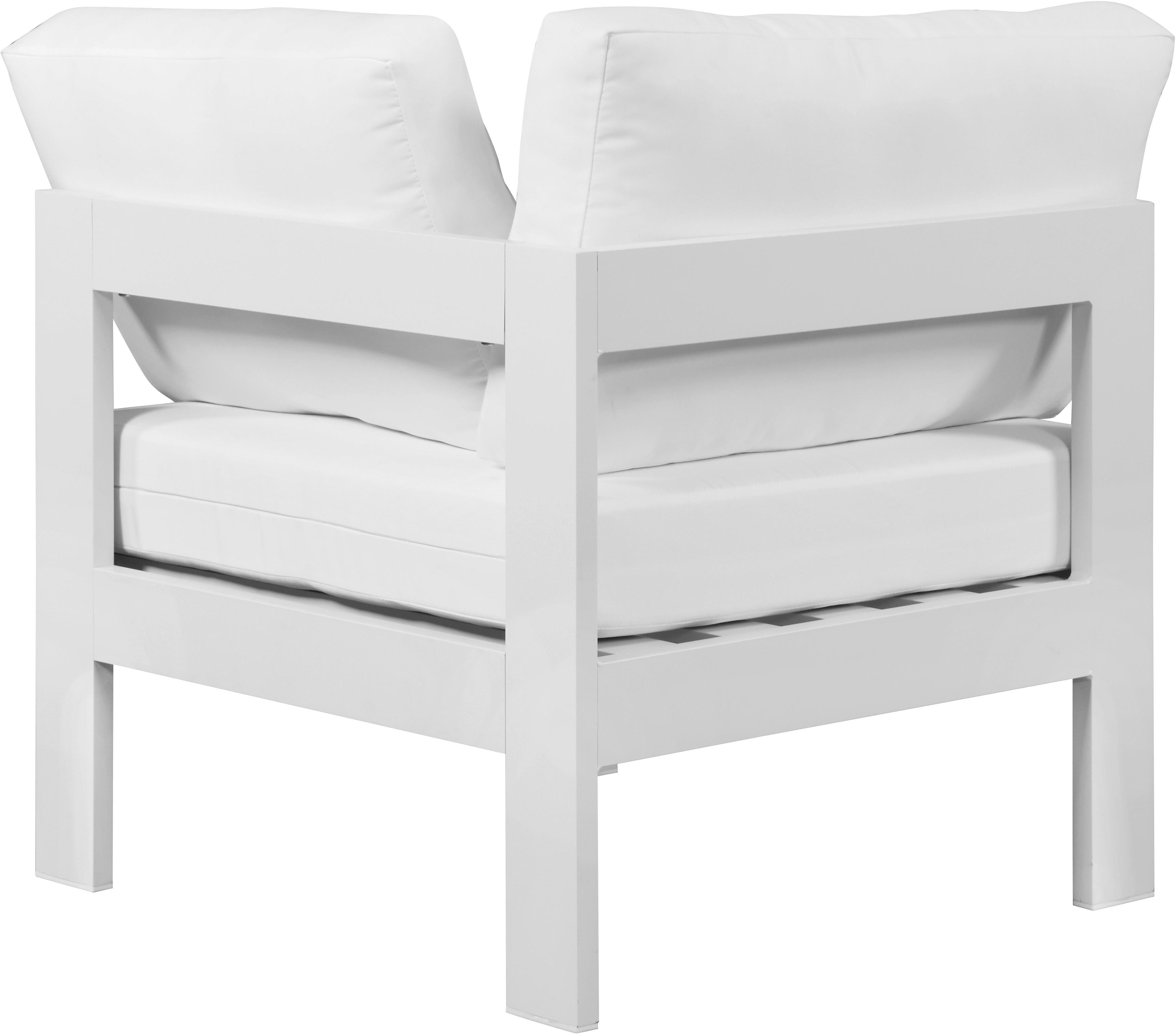 Nizuc White Waterproof Fabric Outdoor Patio Aluminum Corner Chair - Luxury Home Furniture (MI)