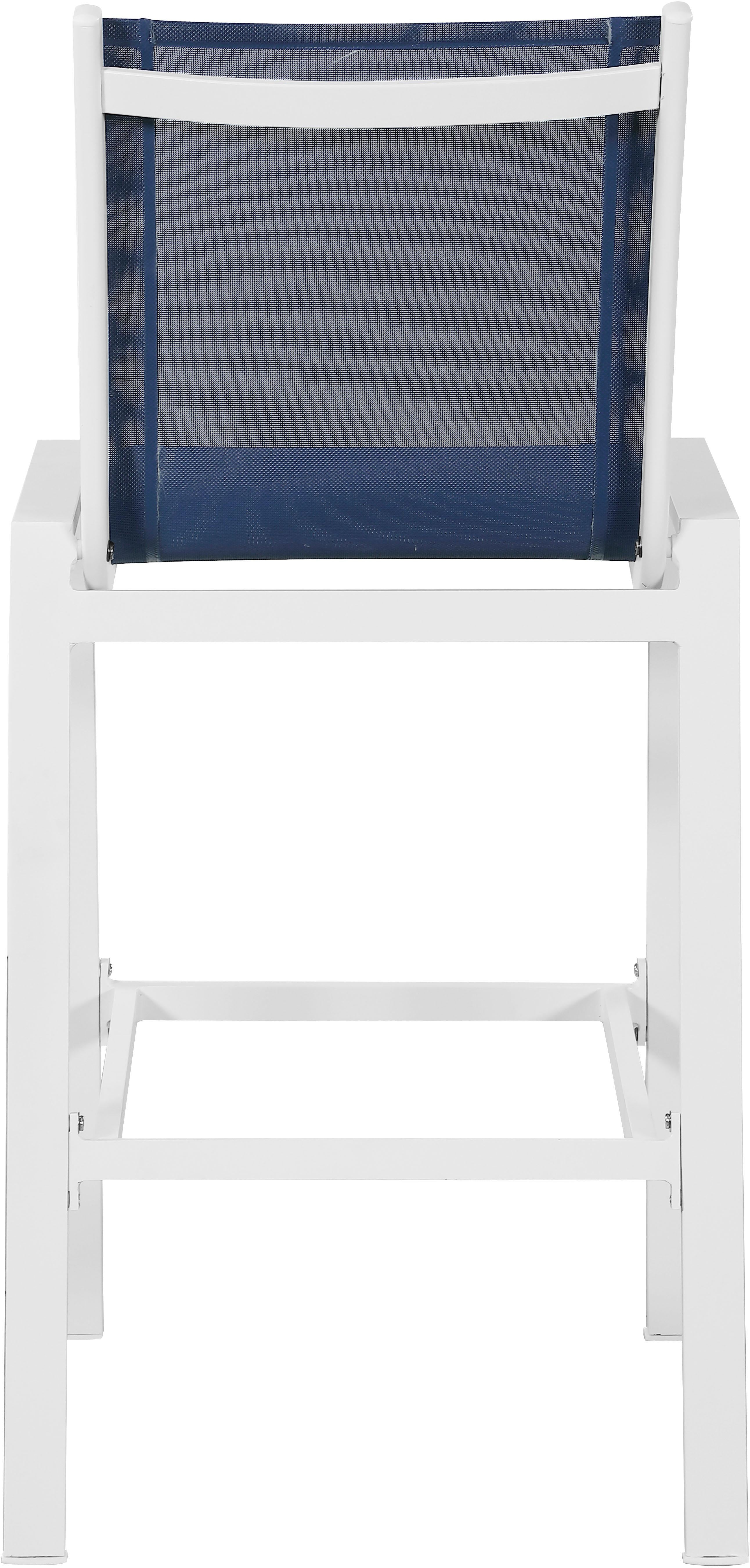 Nizuc Navy Mesh Waterproof Fabric Outdoor Patio Aluminum Mesh Barstool - Luxury Home Furniture (MI)