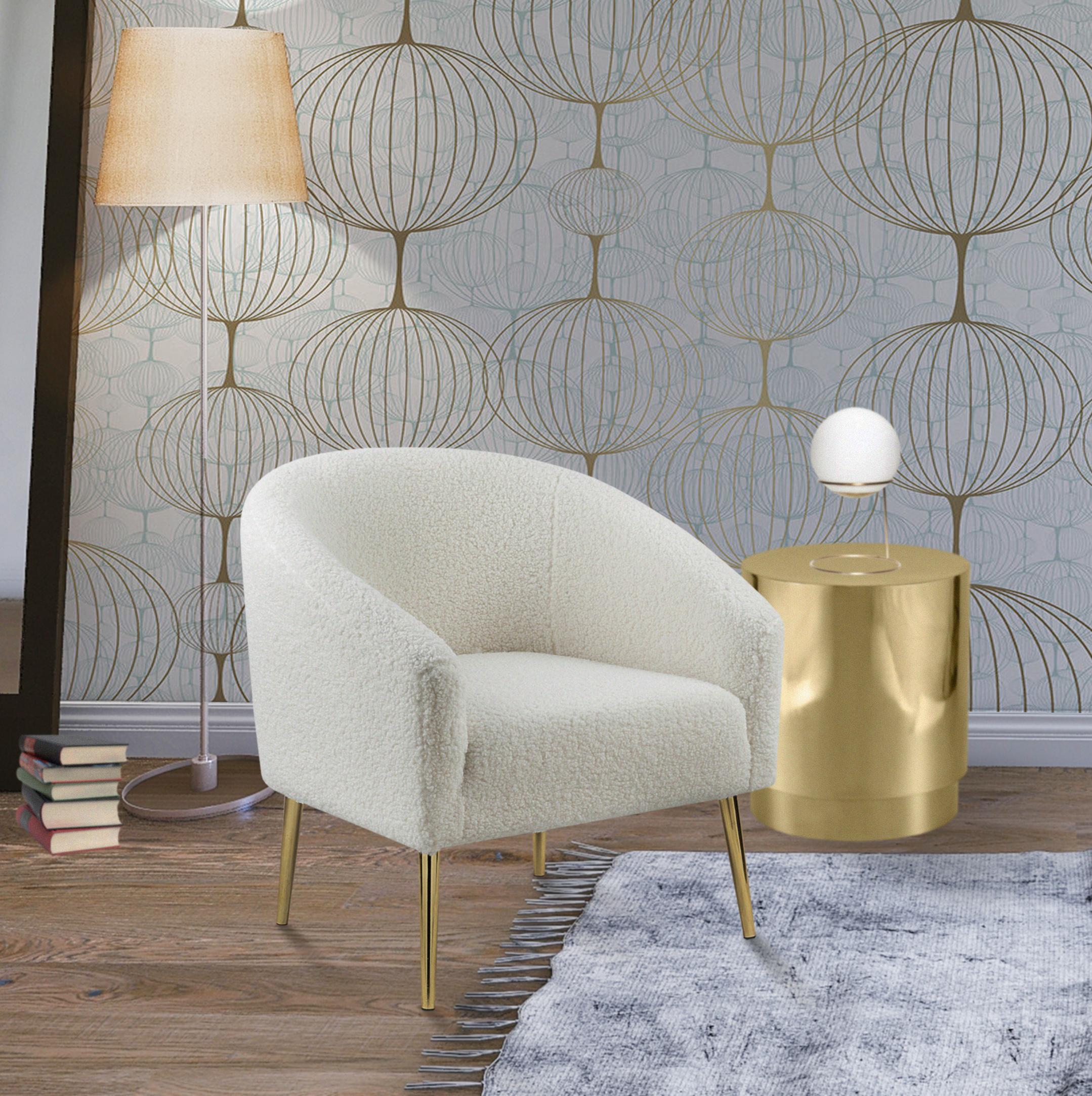 Barlow White Faux Sheepskin Fur Accent Chair - Luxury Home Furniture (MI)
