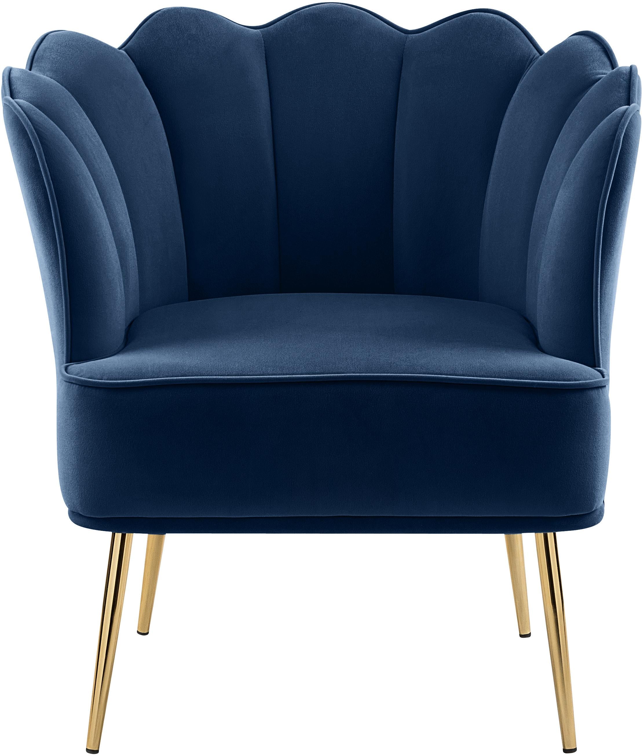 Jester Navy Velvet Accent Chair - Luxury Home Furniture (MI)