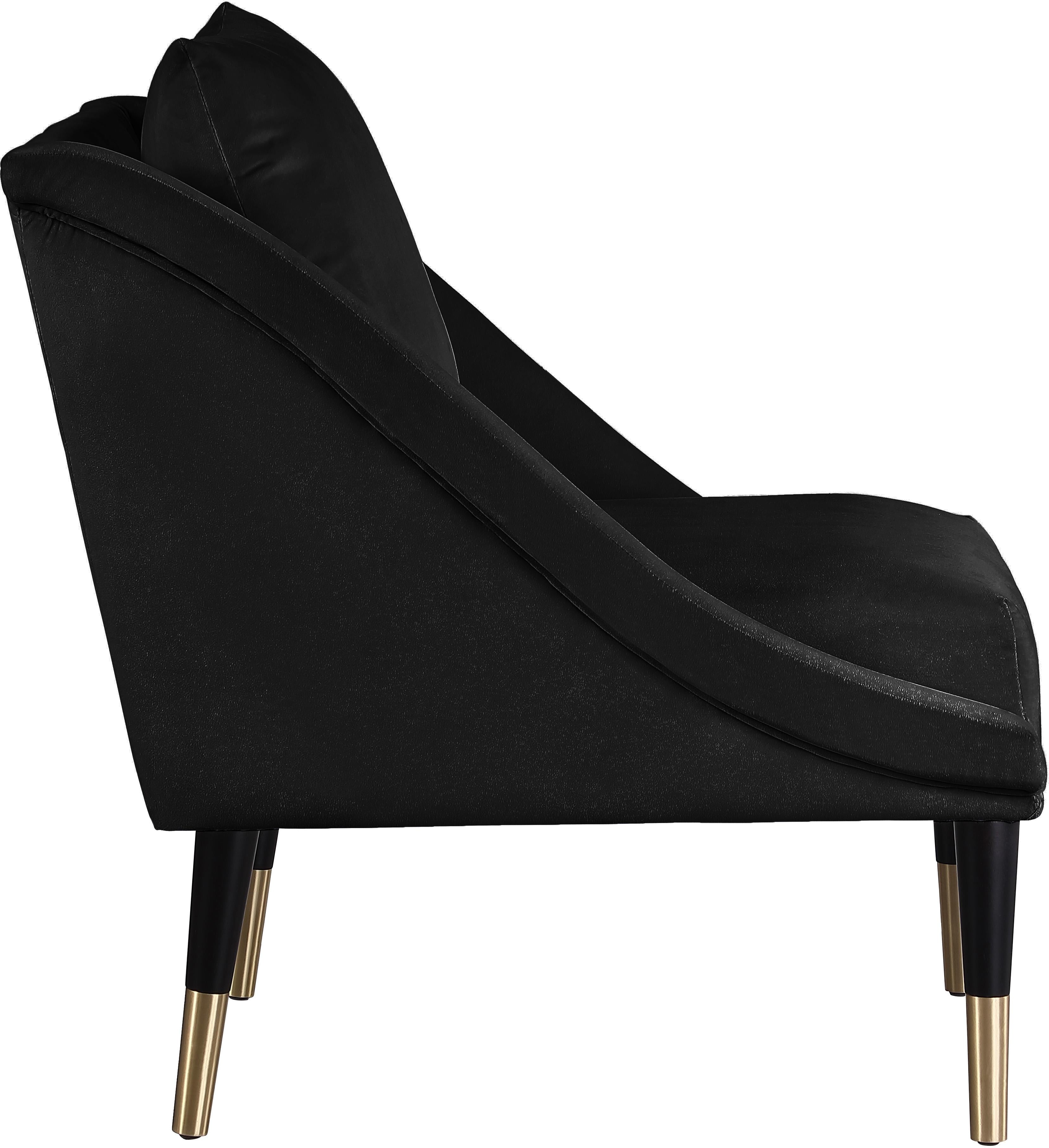 Elegante Black Velvet Accent Chair - Luxury Home Furniture (MI)