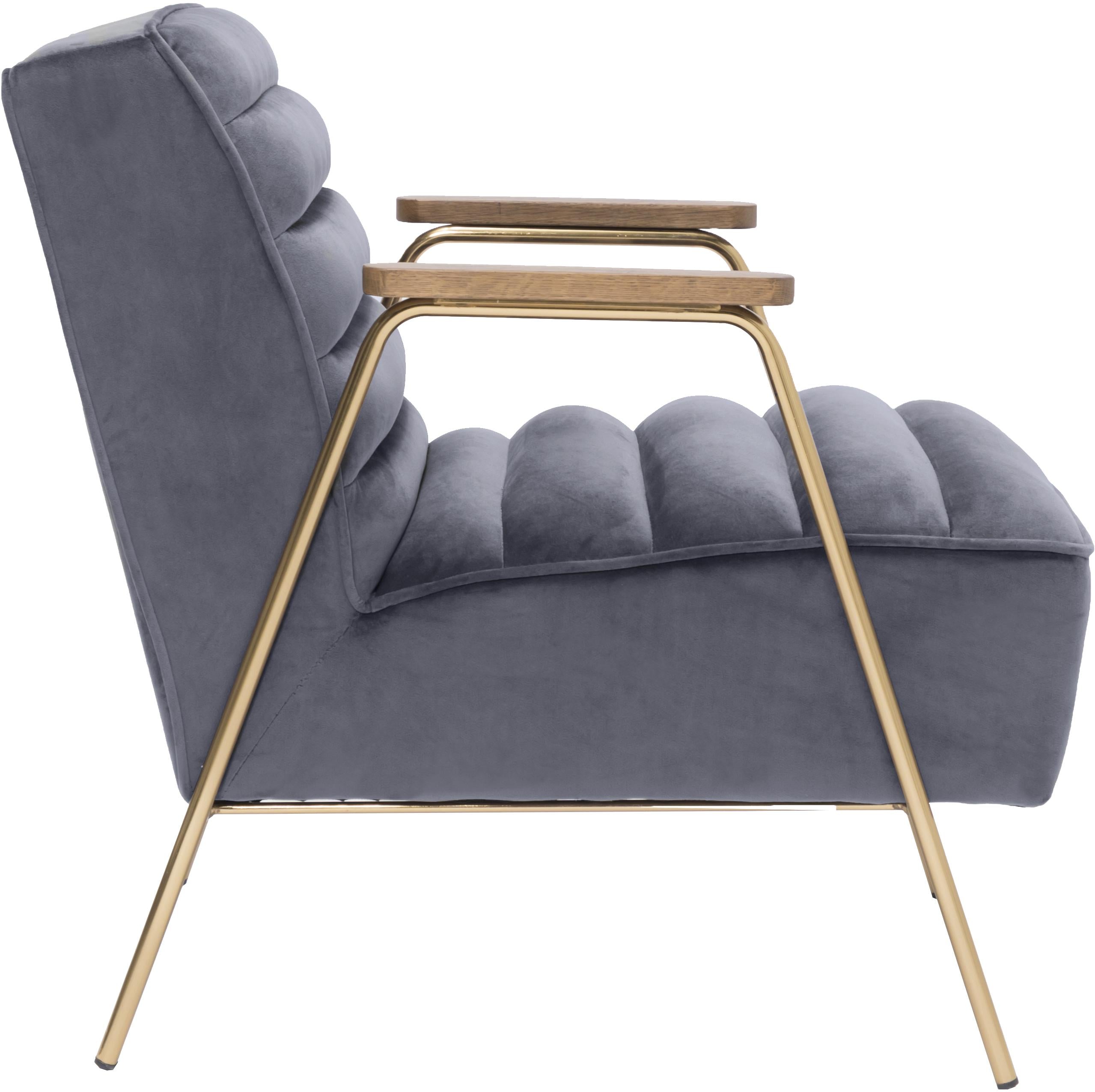 Woodford Grey Velvet Accent Chair - Luxury Home Furniture (MI)