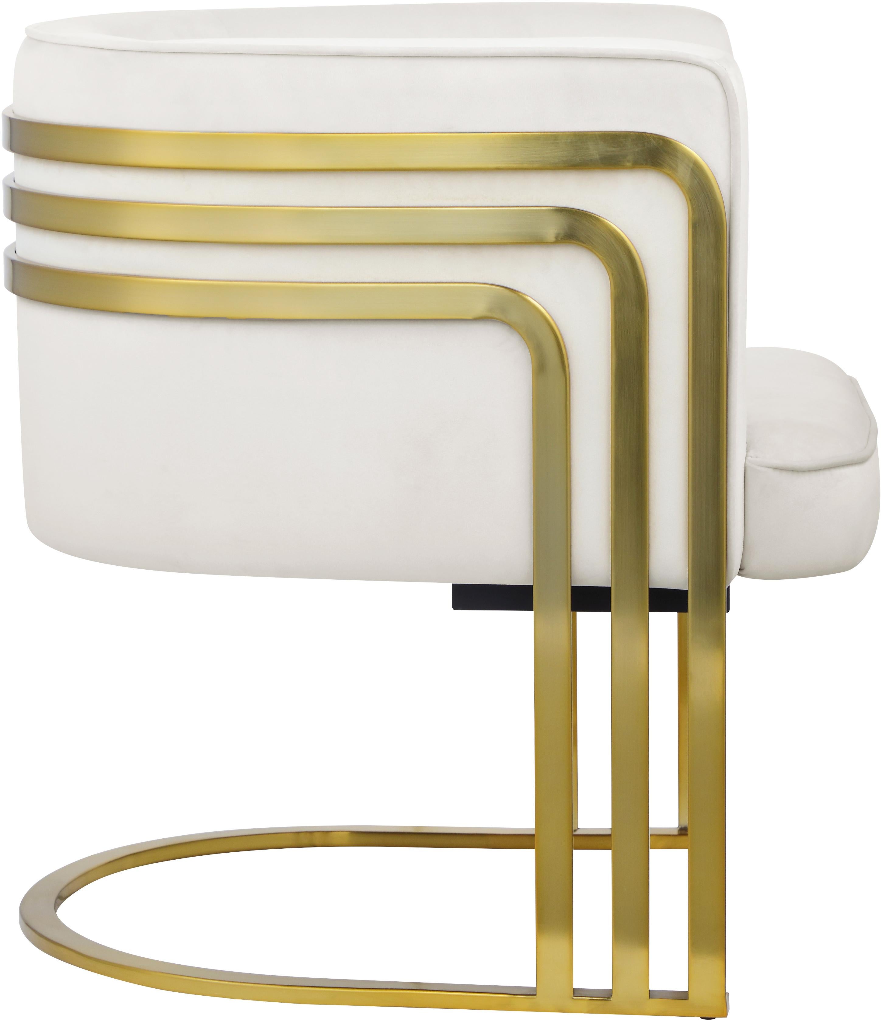 Rays Cream Velvet Accent Chair - Luxury Home Furniture (MI)