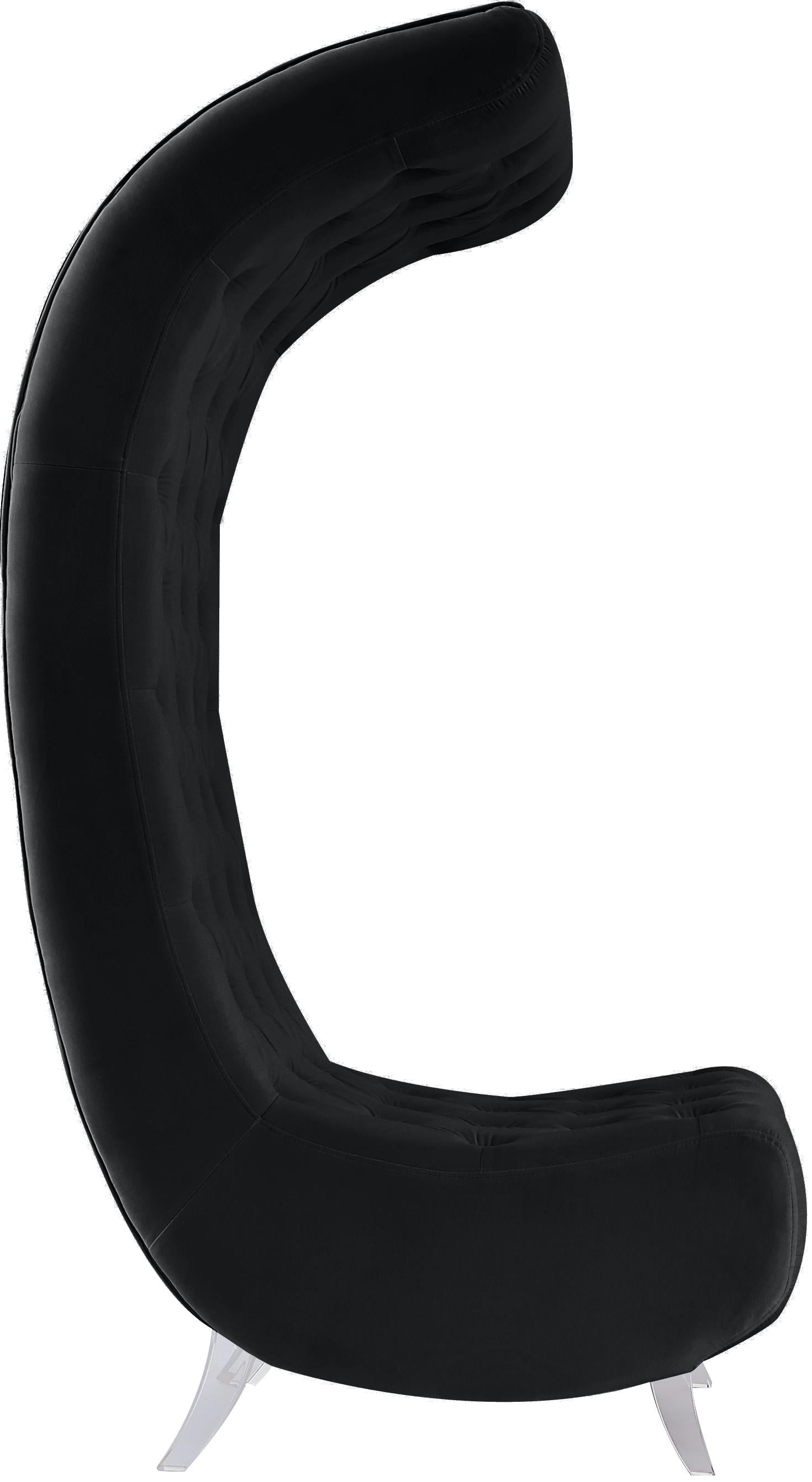 Crescent Black Velvet Accent Chair - Luxury Home Furniture (MI)