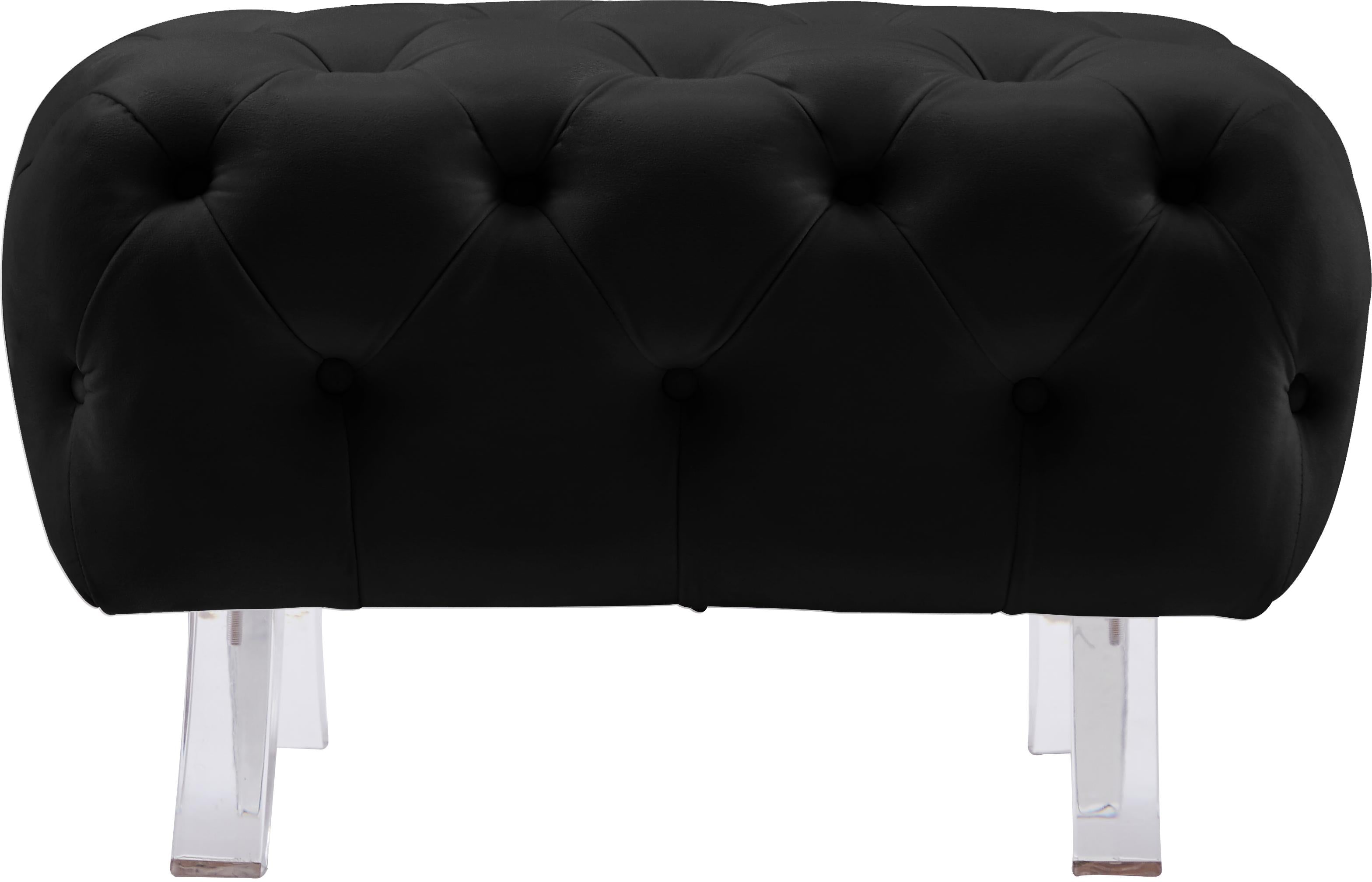 Crescent Black Velvet Ottoman - Luxury Home Furniture (MI)
