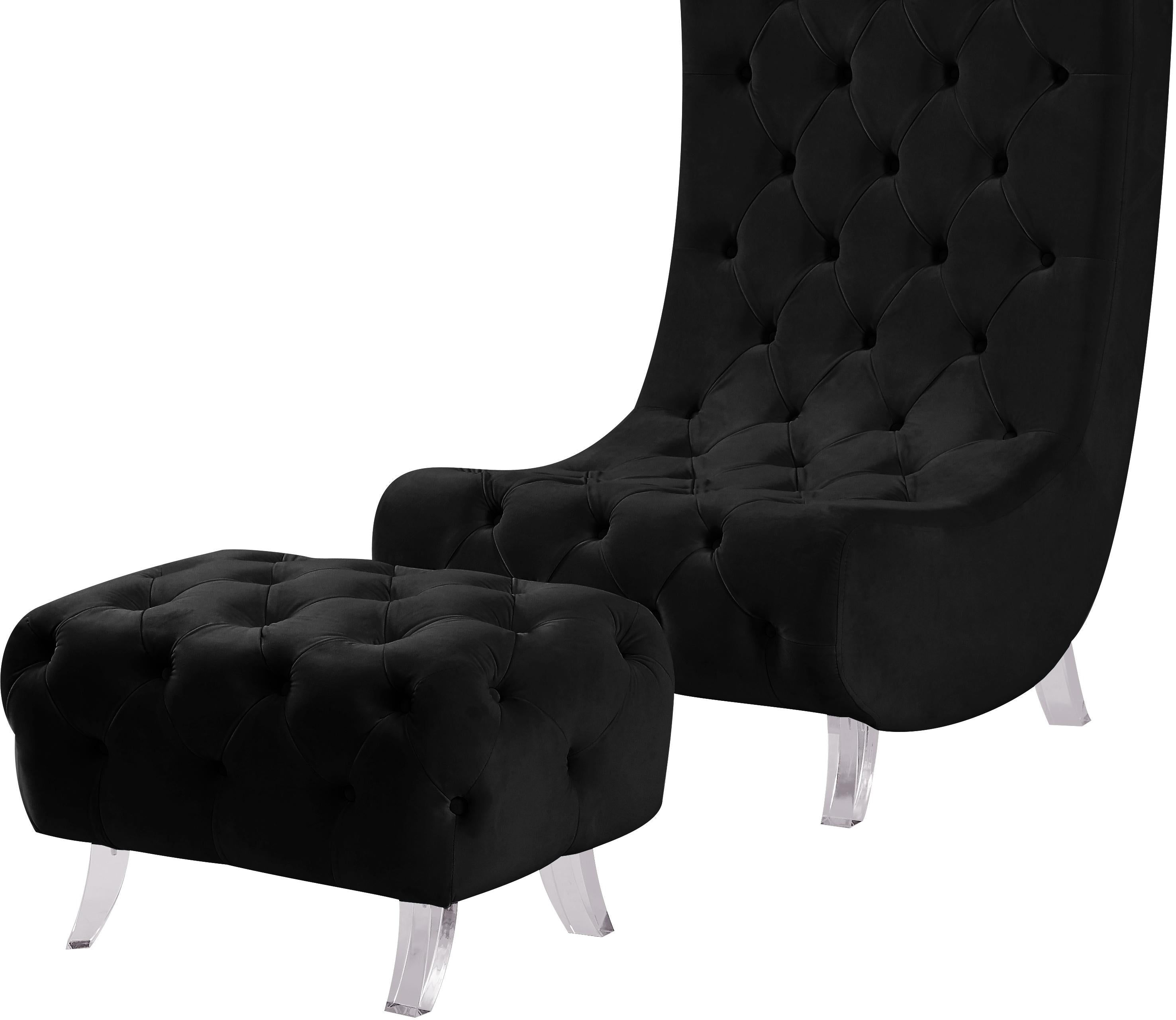 Crescent Black Velvet Ottoman - Luxury Home Furniture (MI)