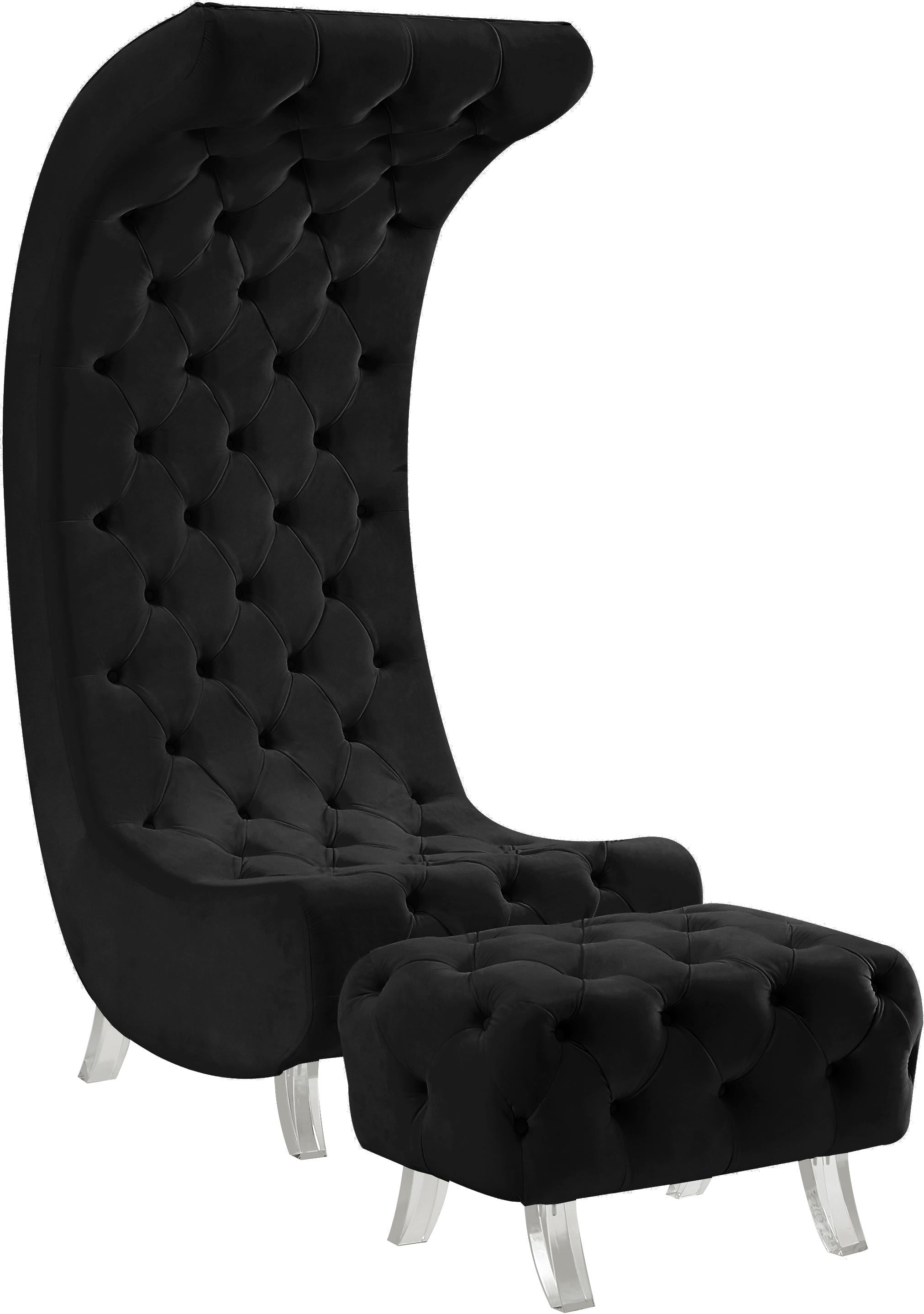 Crescent Black Velvet Ottoman - Luxury Home Furniture (MI)