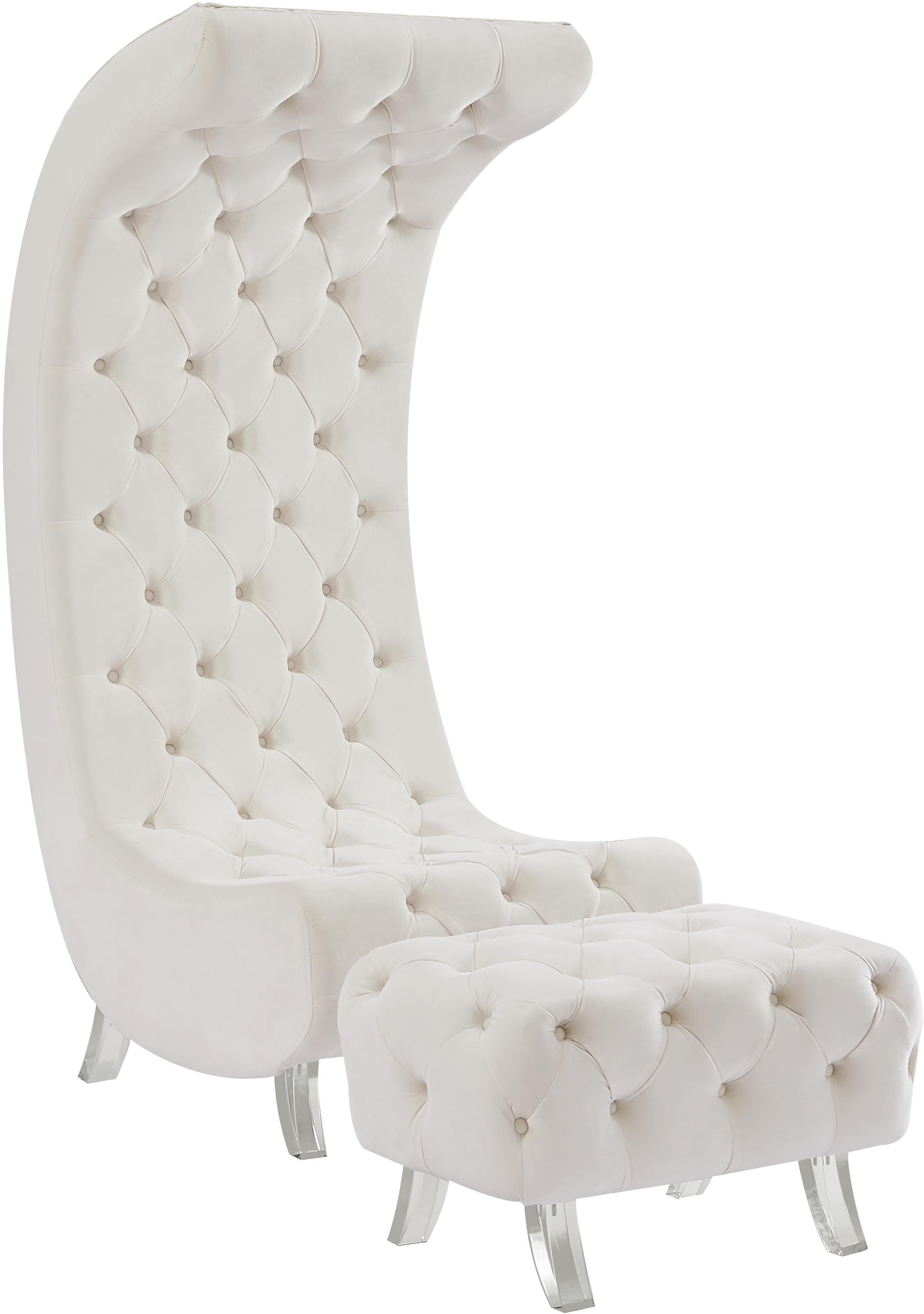 Crescent Cream Velvet Ottoman - Luxury Home Furniture (MI)