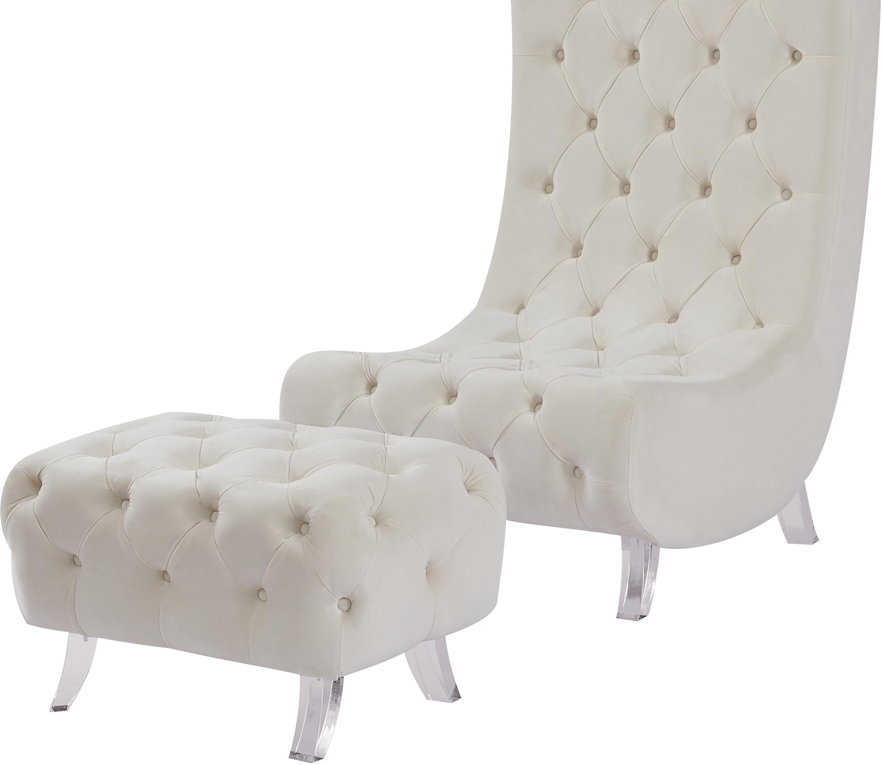 Crescent Cream Velvet Ottoman - Luxury Home Furniture (MI)