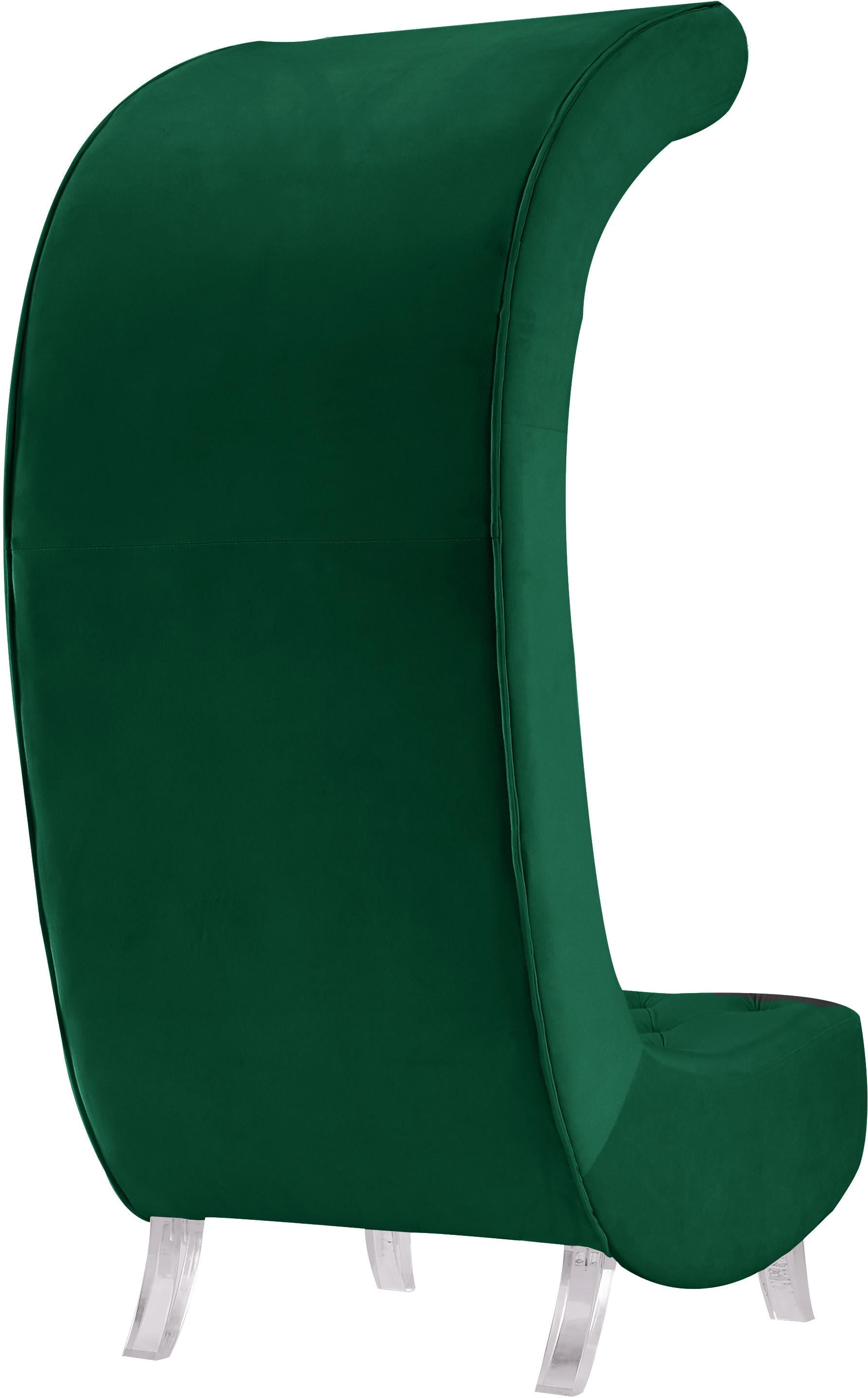 Crescent Green Velvet Accent Chair - Luxury Home Furniture (MI)