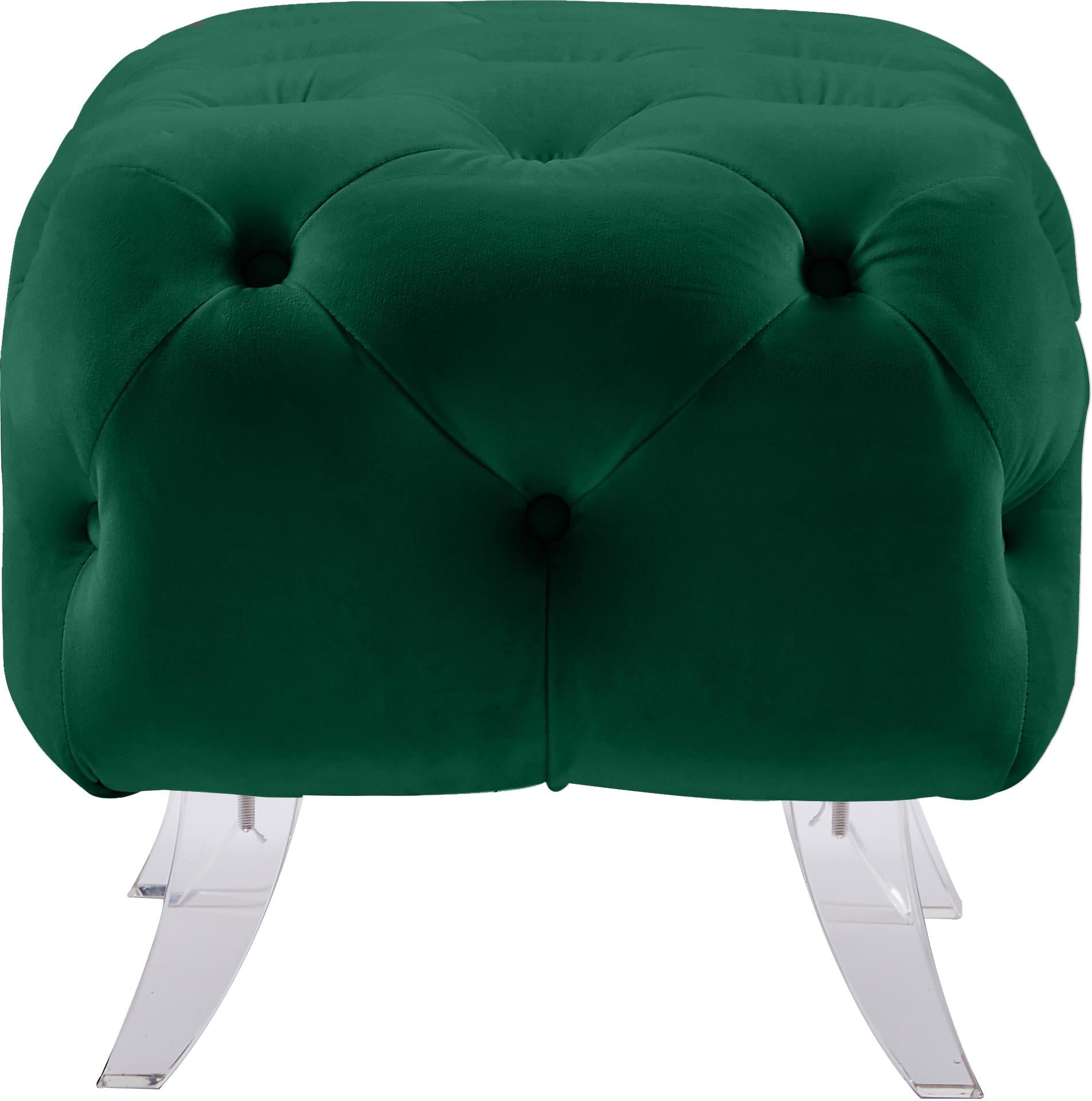 Crescent Green Velvet Ottoman - Luxury Home Furniture (MI)
