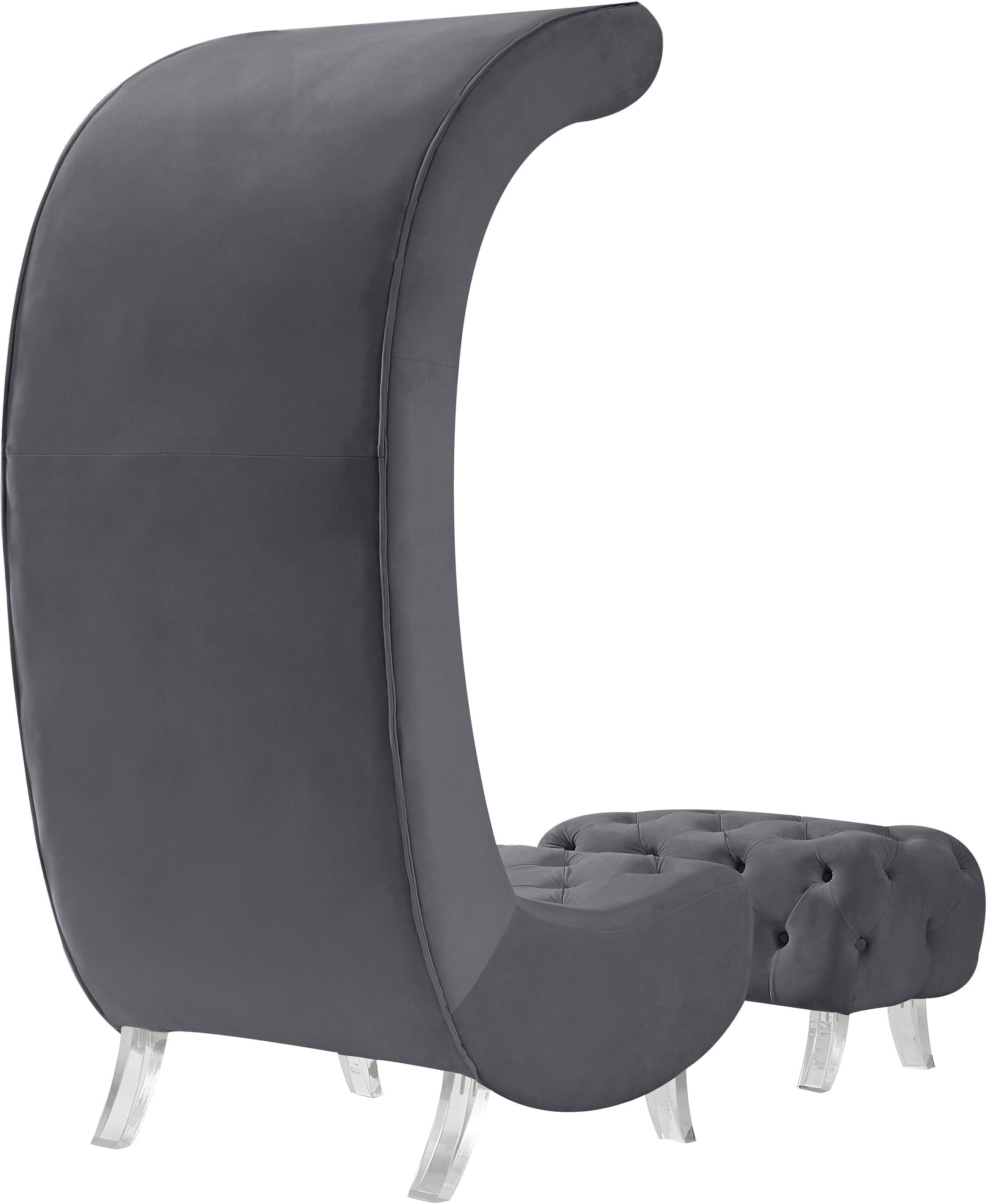 Crescent Grey Velvet Accent Chair - Luxury Home Furniture (MI)