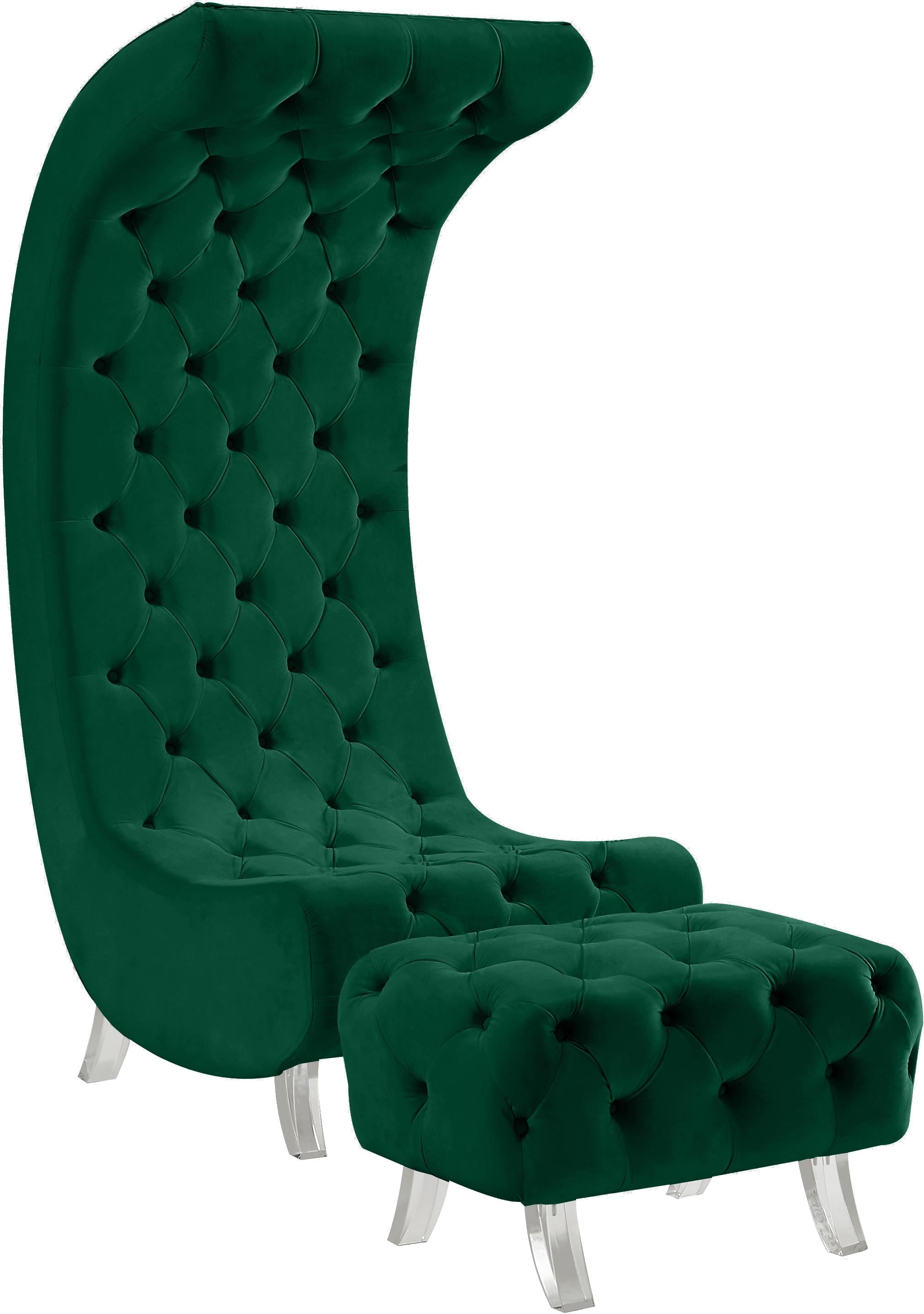 Crescent Green Velvet Ottoman - Luxury Home Furniture (MI)