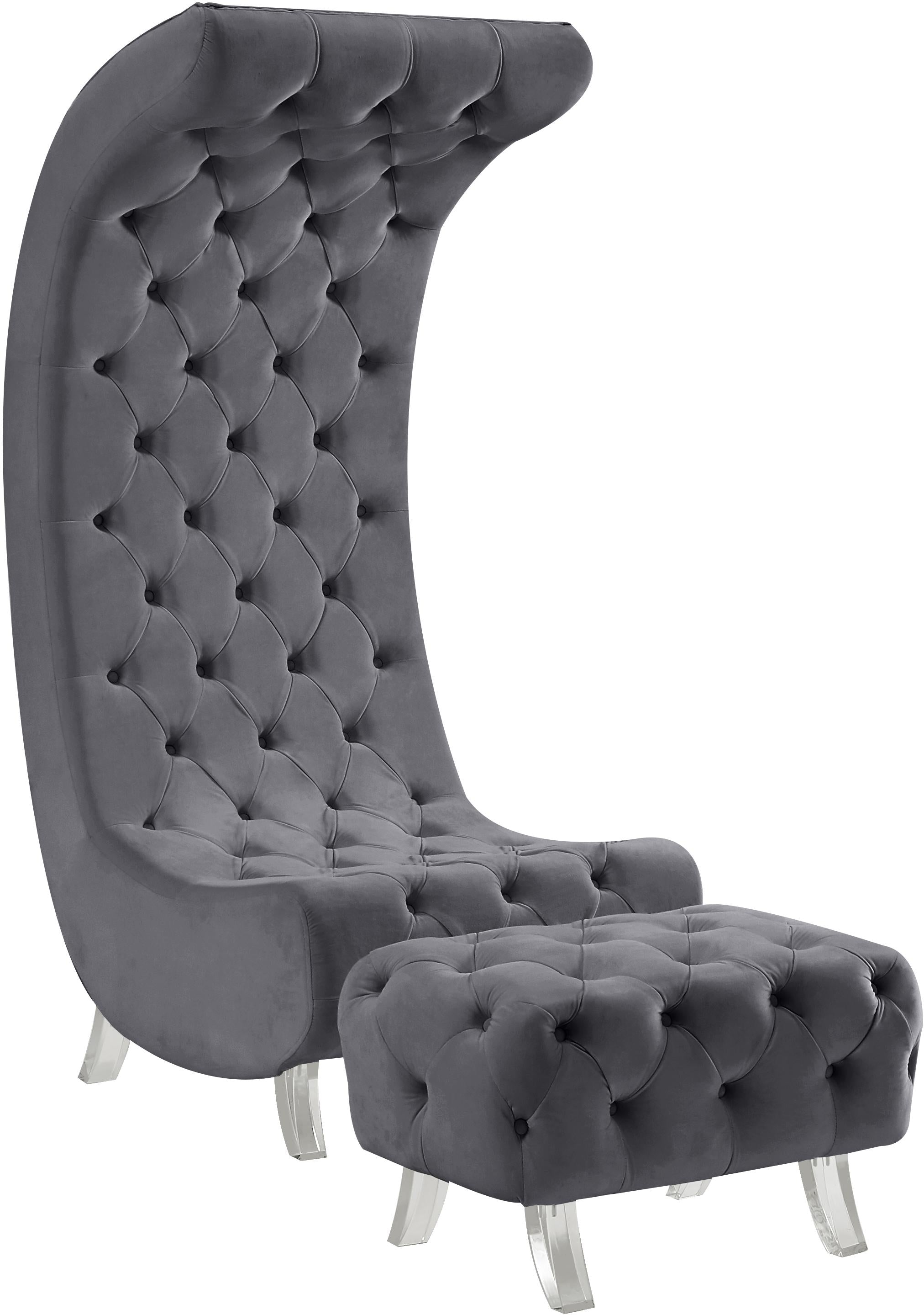 Crescent Grey Velvet Ottoman - Luxury Home Furniture (MI)