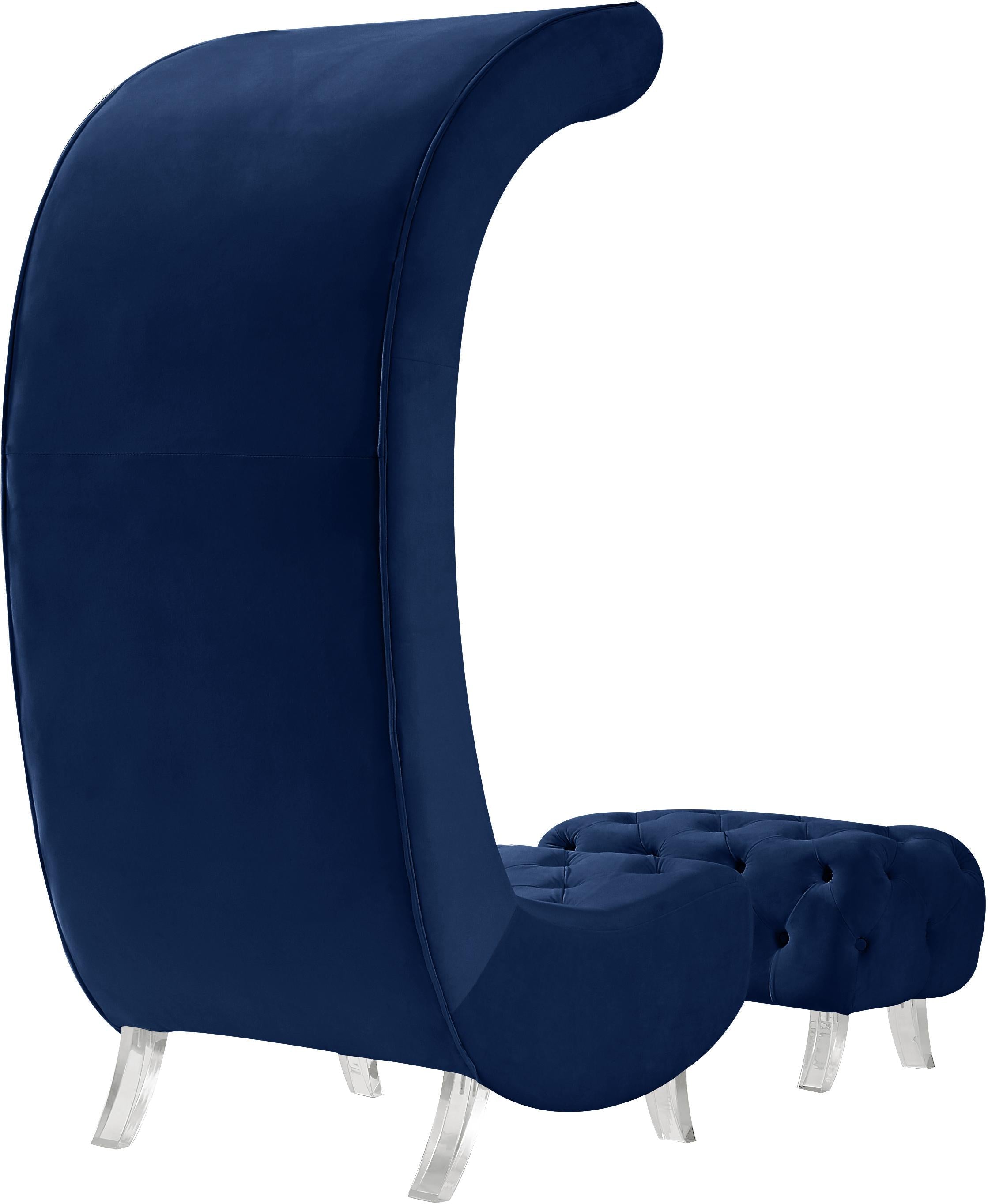 Crescent Navy Velvet Accent Chair - Luxury Home Furniture (MI)