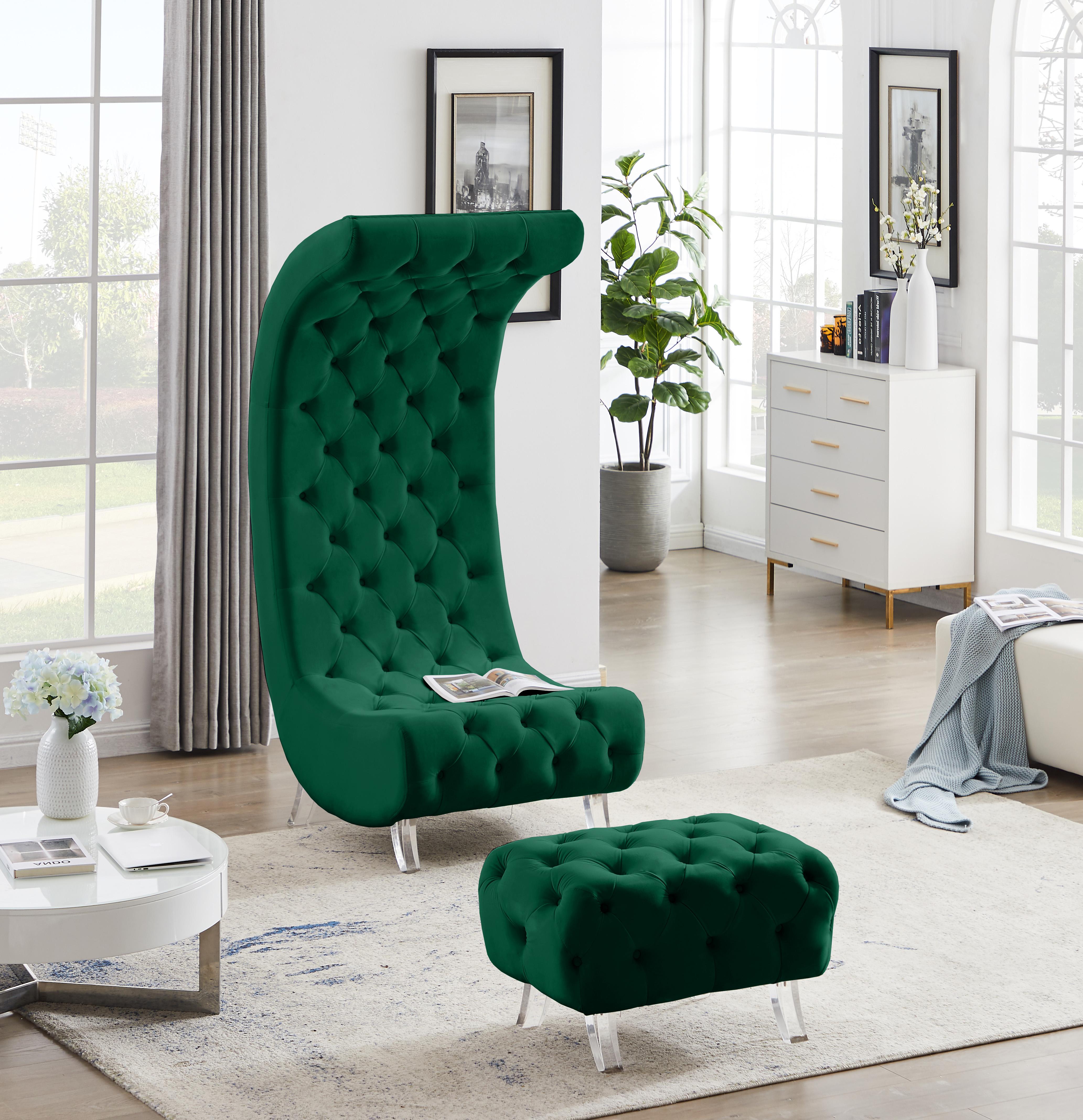 Crescent Green Velvet Ottoman - Luxury Home Furniture (MI)