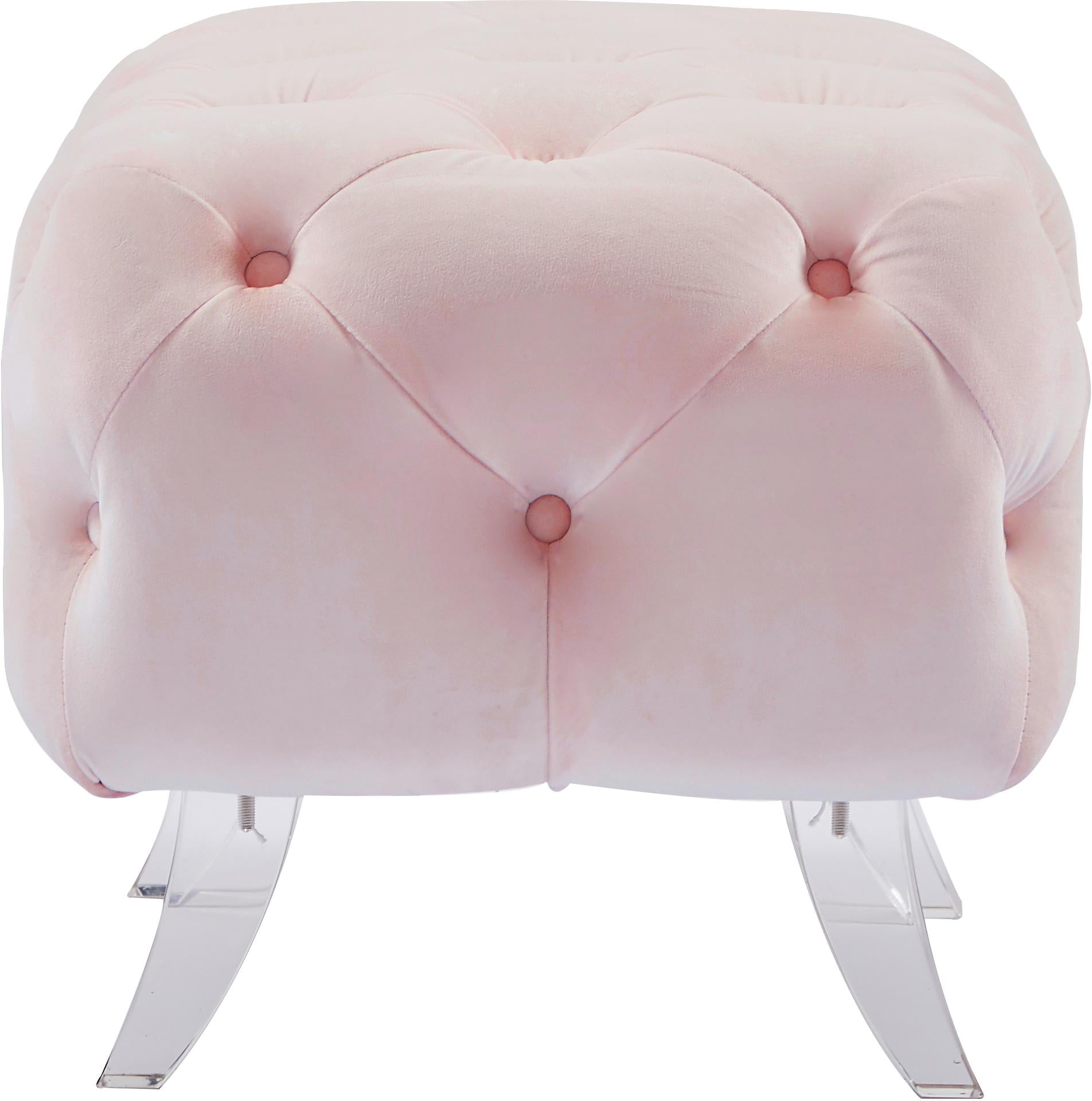 Crescent Pink Velvet Ottoman - Luxury Home Furniture (MI)