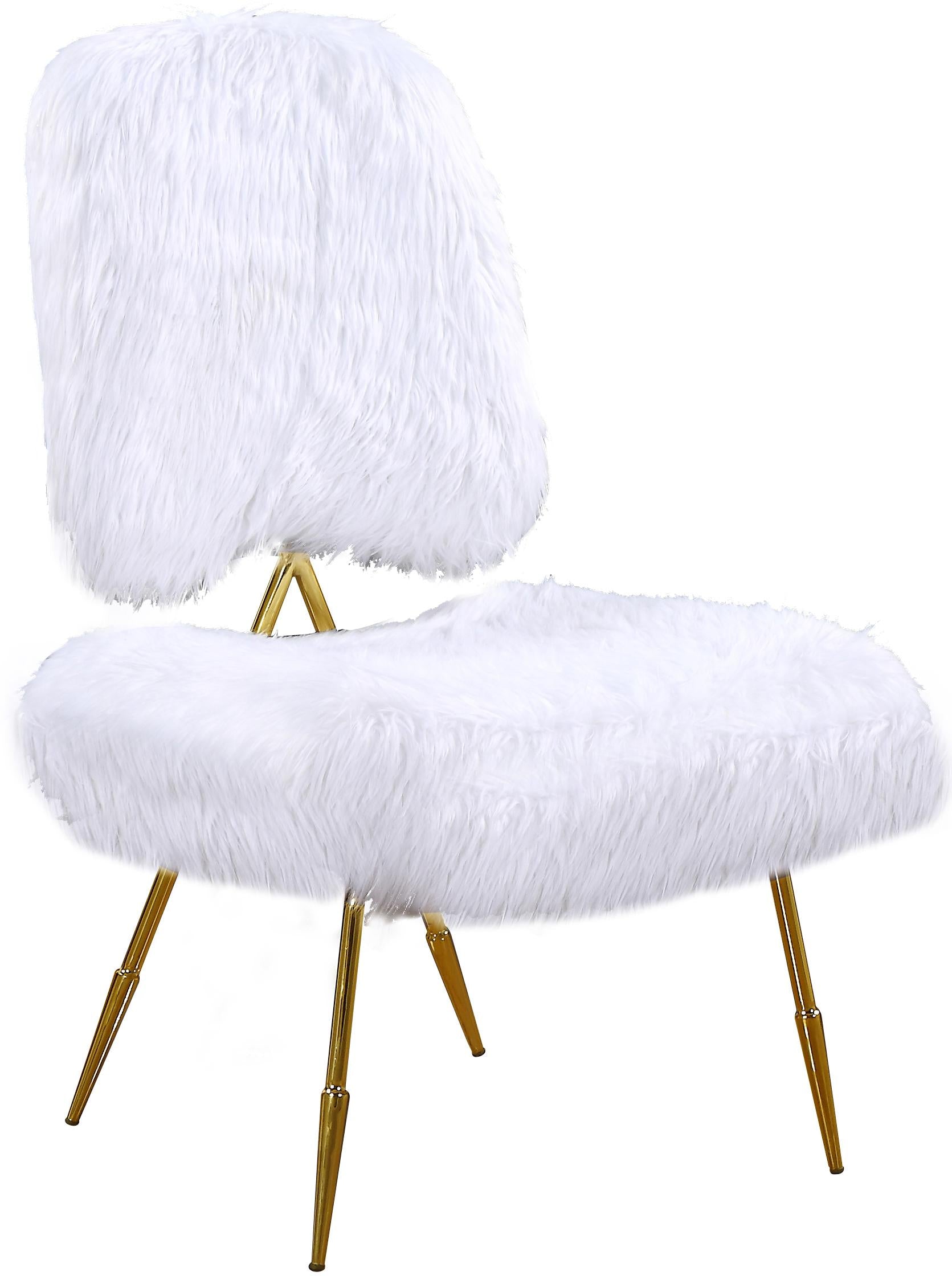 Magnolia White Faux Fur Accent Chair - Luxury Home Furniture (MI)